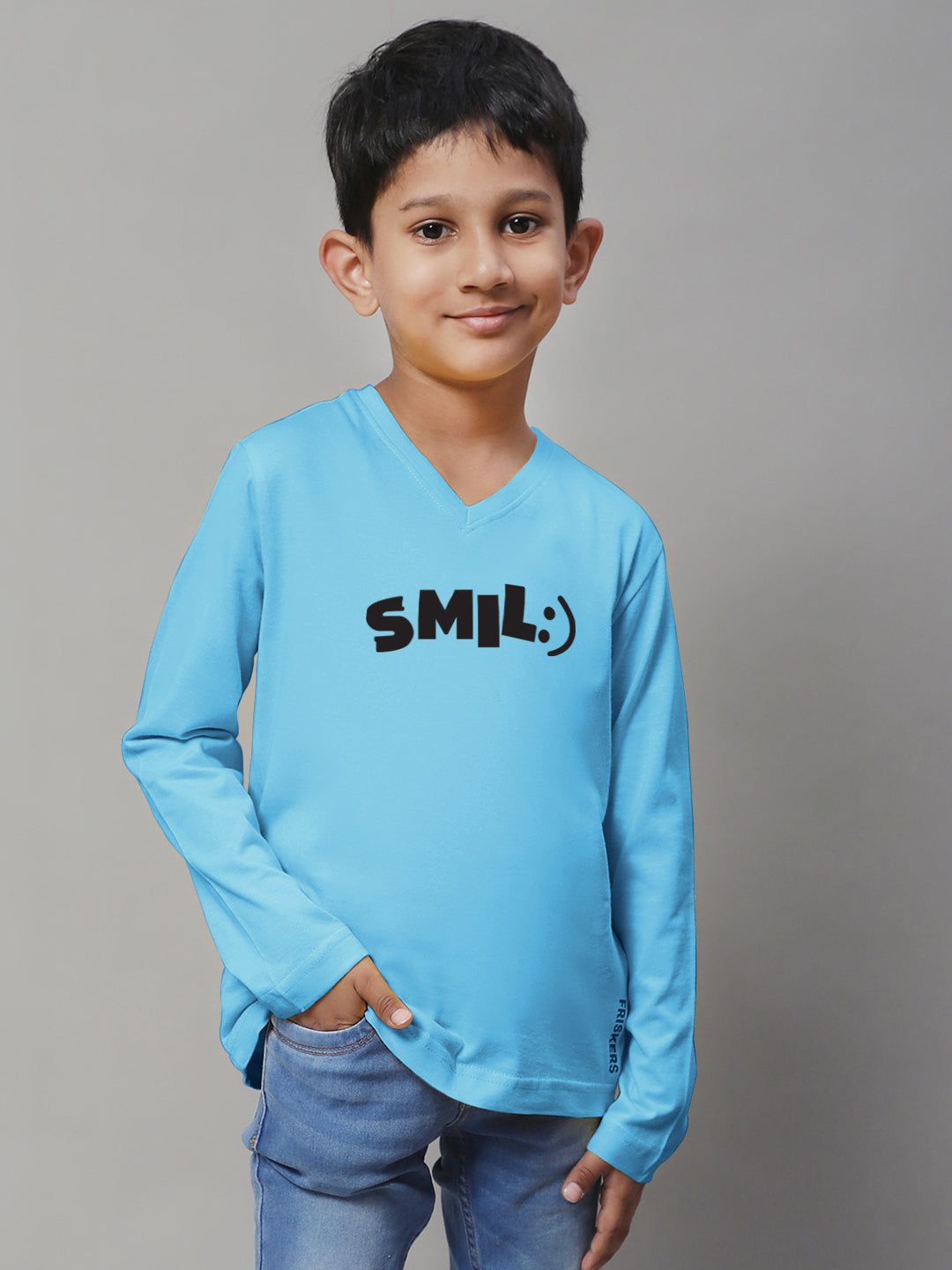 Boys Smile Full Sleeves Printed T-Shirt - Friskers