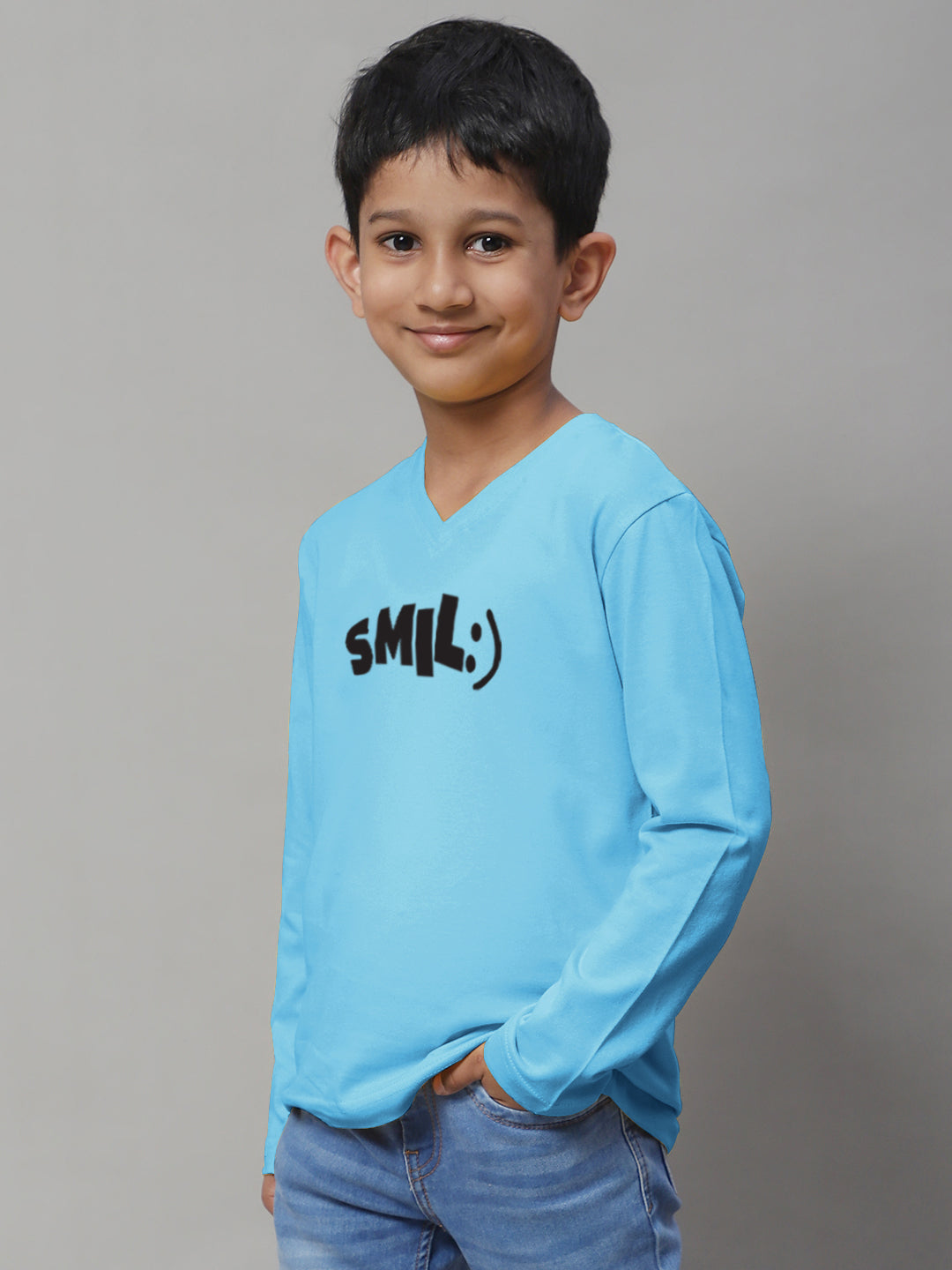 Boys Smile Full Sleeves Printed T-Shirt - Friskers