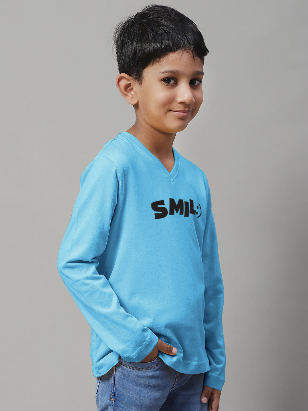 Boys Smile Full Sleeves Printed T-Shirt - Friskers