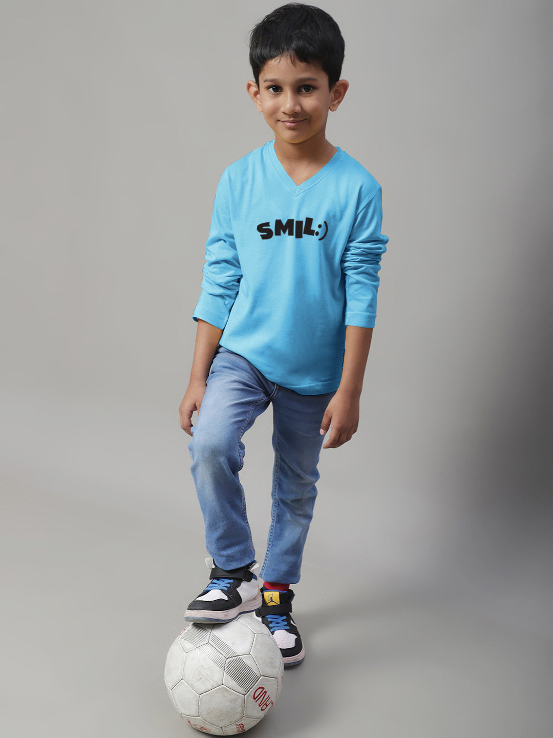 Boys Smile Full Sleeves Printed T-Shirt - Friskers