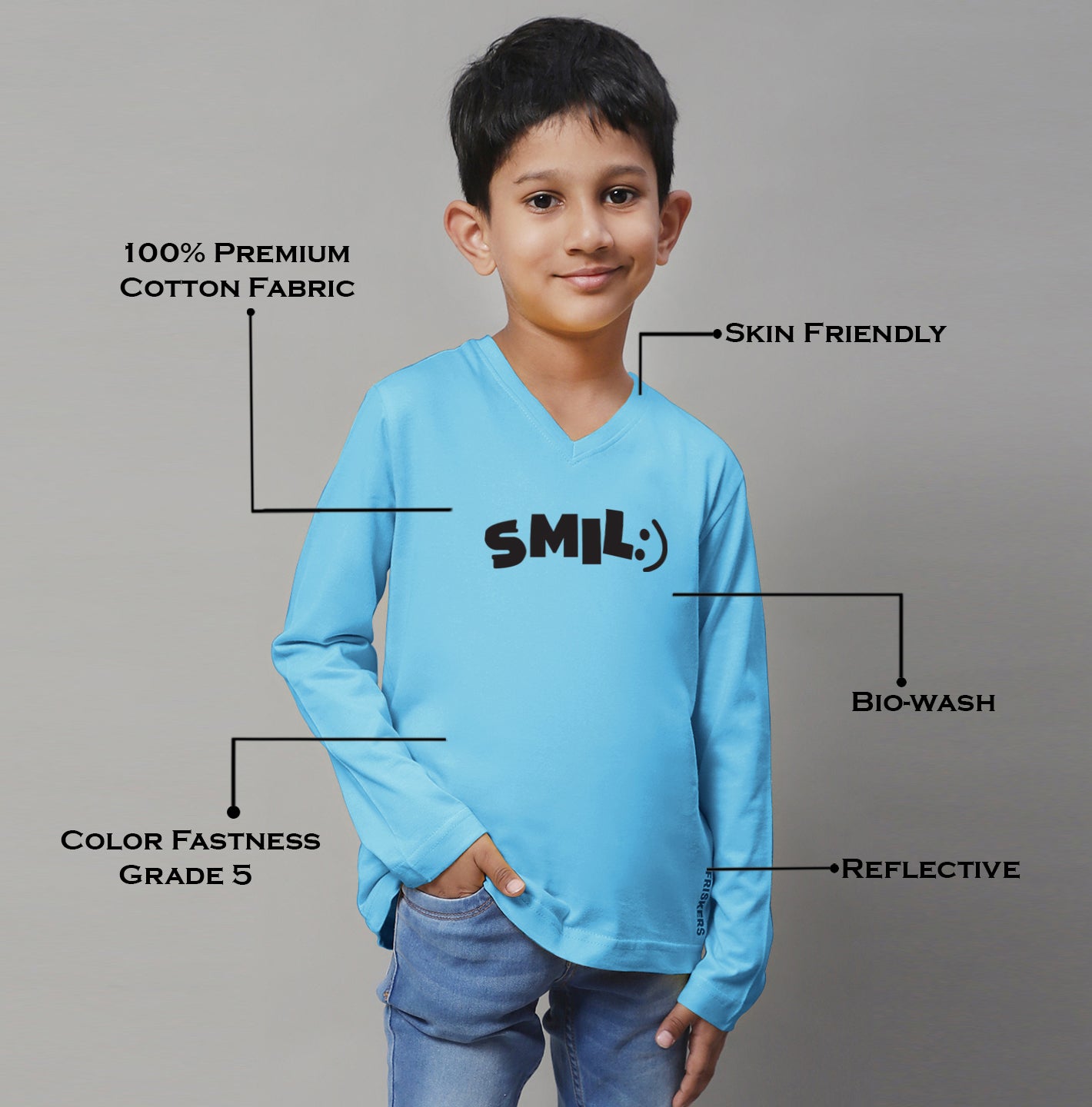 Boys Smile Full Sleeves Printed T-Shirt - Friskers