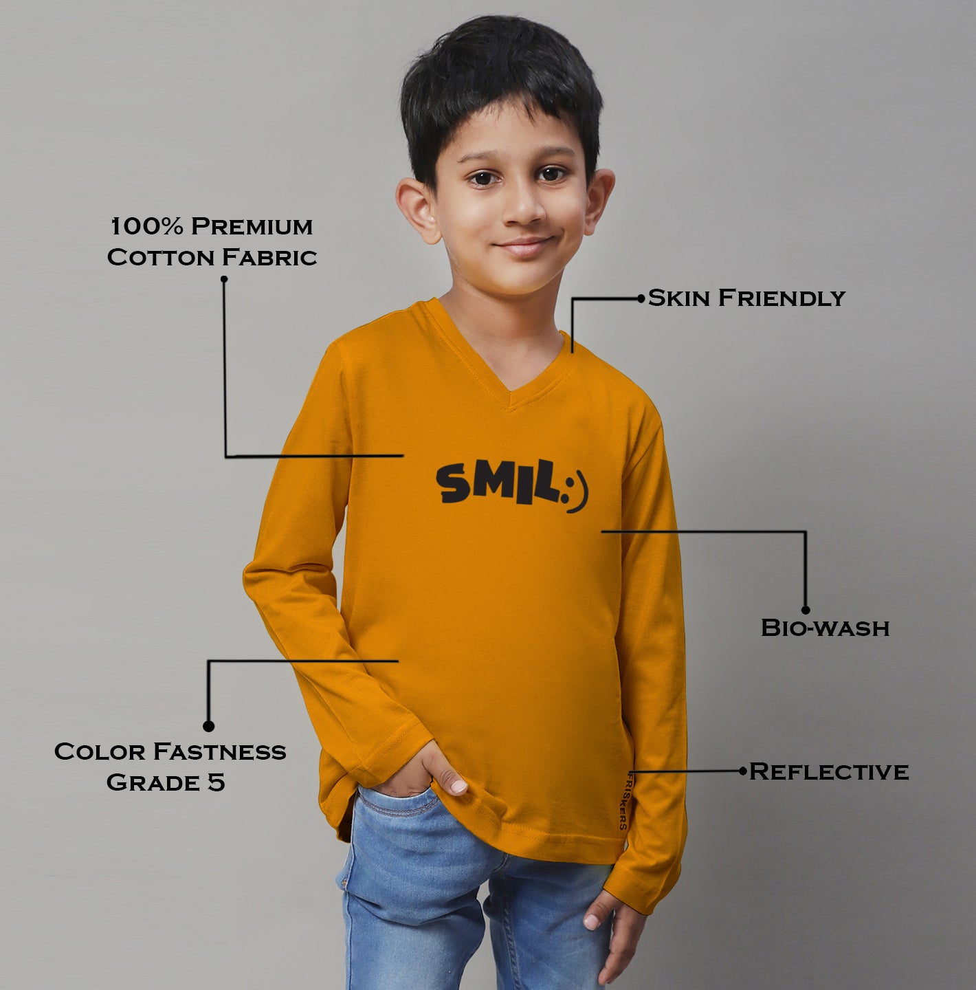 Boys Smile Full Sleeves Printed T-Shirt - Friskers