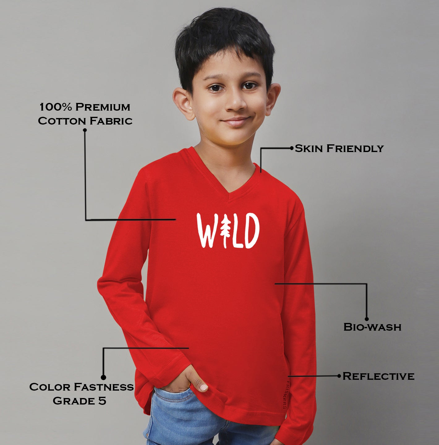 Boys Wild Full Sleeves Printed T-Shirt - Friskers