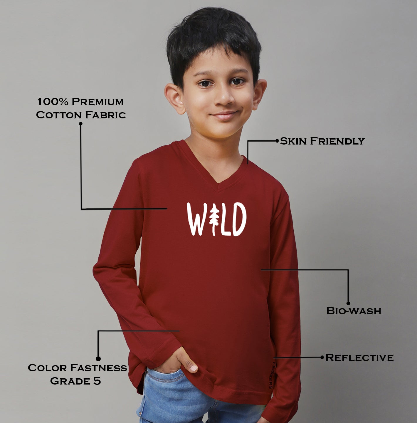 Boys Wild Full Sleeves Printed T-Shirt - Friskers