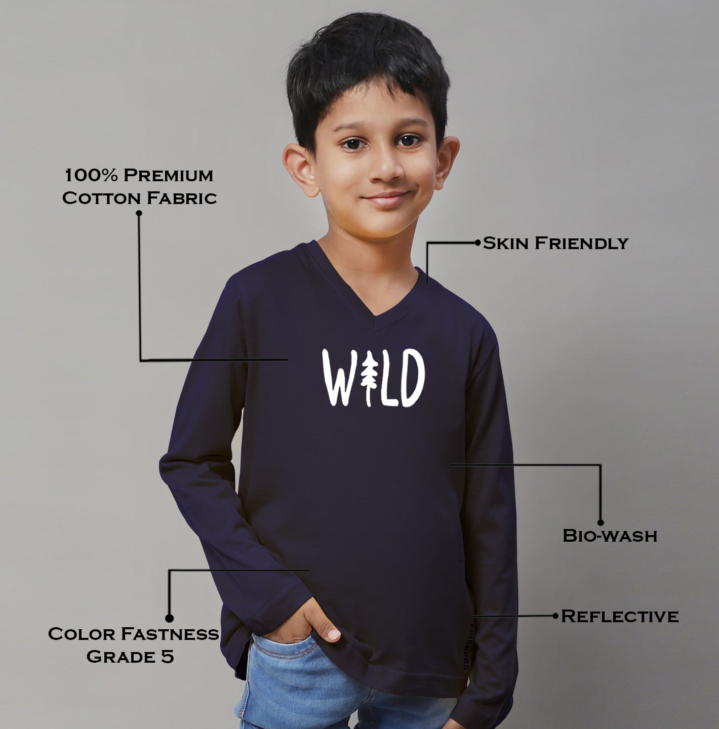 Boys Wild Full Sleeves Printed T-Shirt - Friskers