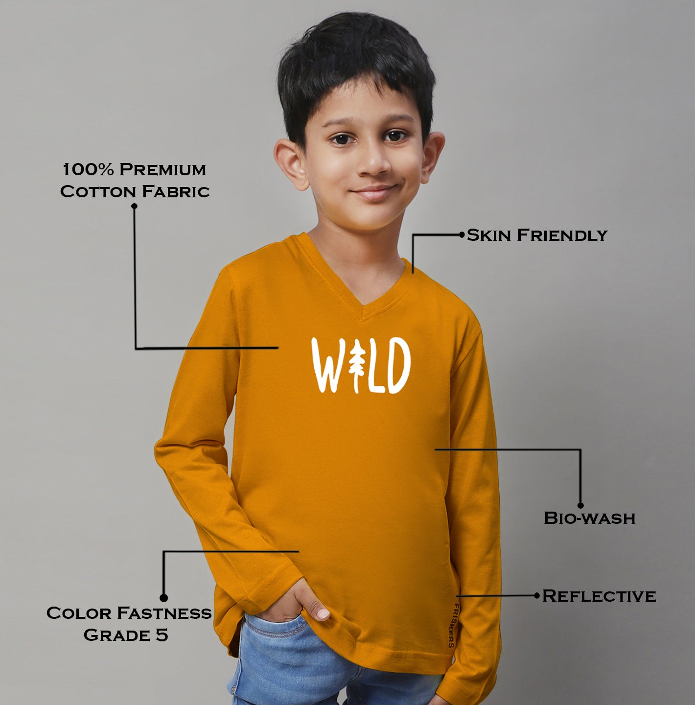 Boys Wild Full Sleeves Printed T-Shirt - Friskers