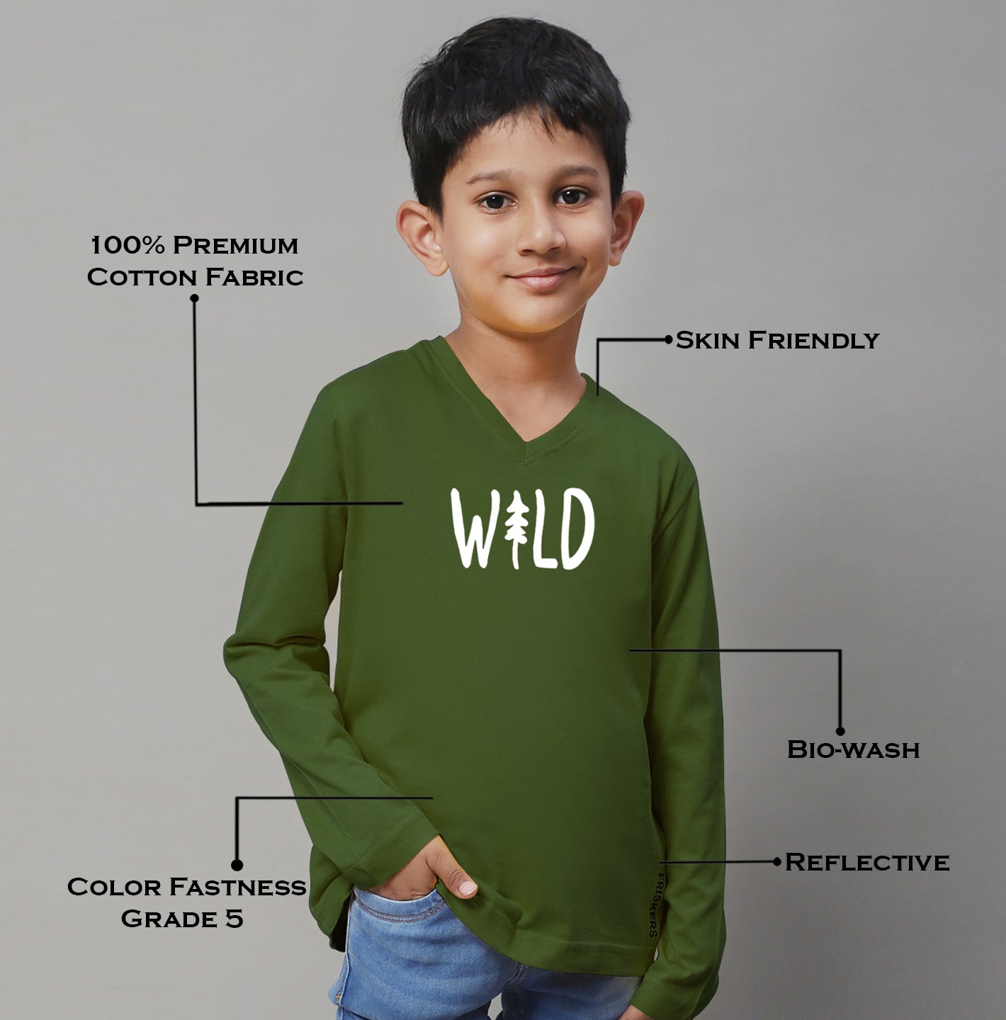 Boys Wild Full Sleeves Printed T-Shirt - Friskers