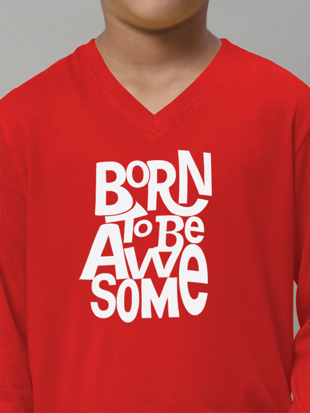 Boys Born To Be Awesome Full Sleeves Printed T-Shirt - Friskers
