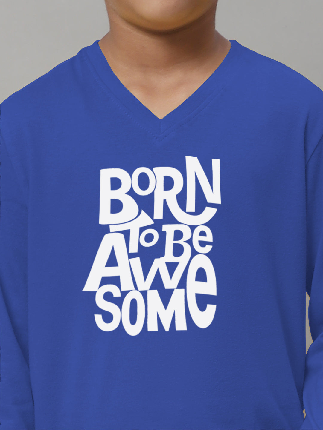 Boys Born To Be Awesome Full Sleeves Printed T-Shirt - Friskers