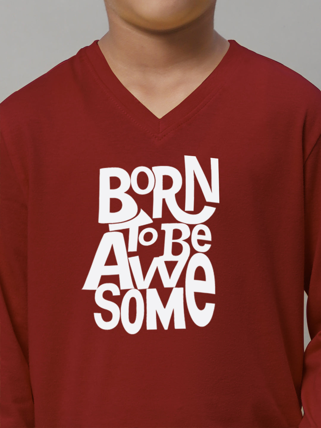 Boys Born To Be Awesome Full Sleeves Printed T-Shirt - Friskers