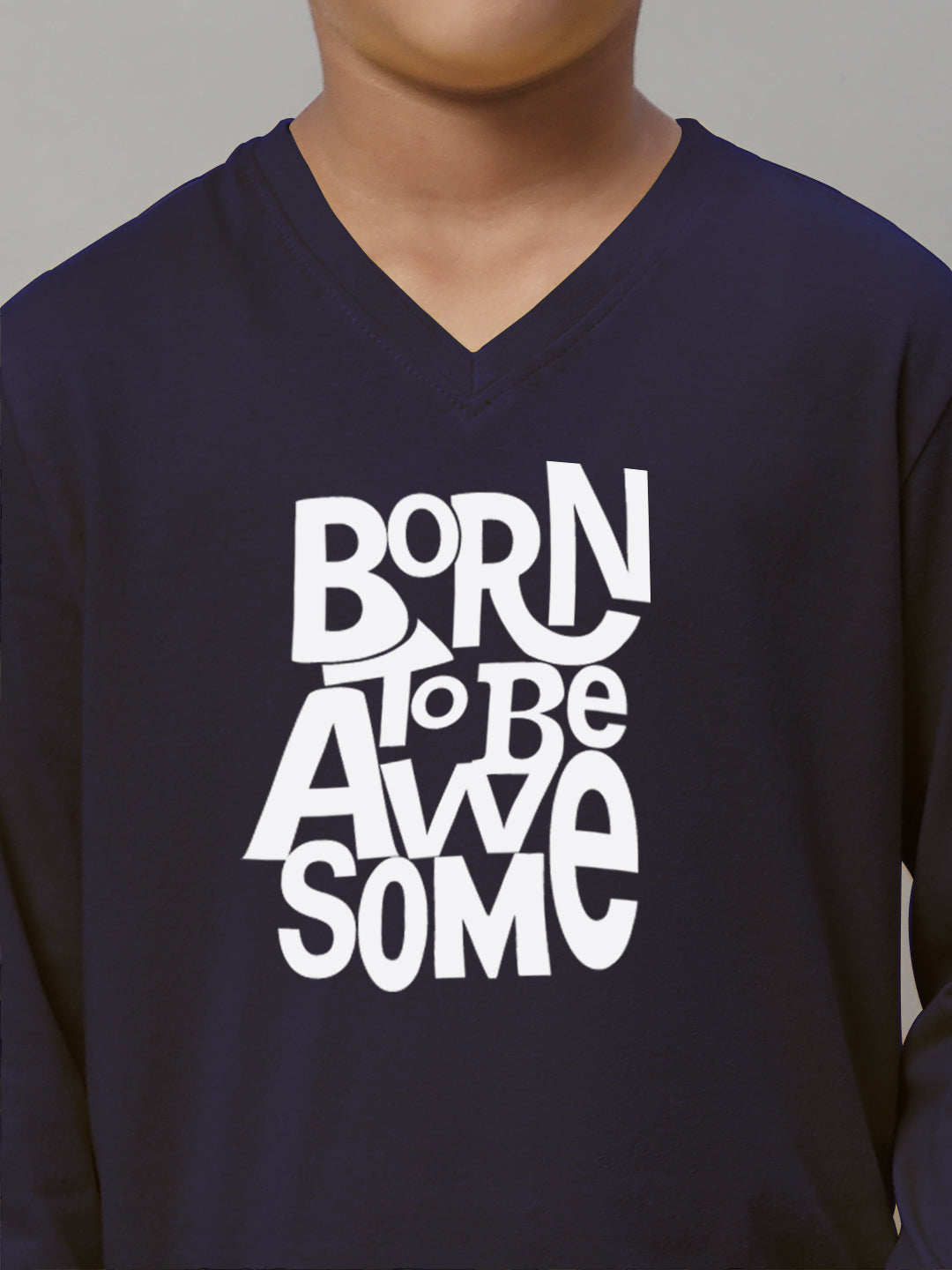 Boys Born To Be Awesome Full Sleeves Printed T-Shirt - Friskers