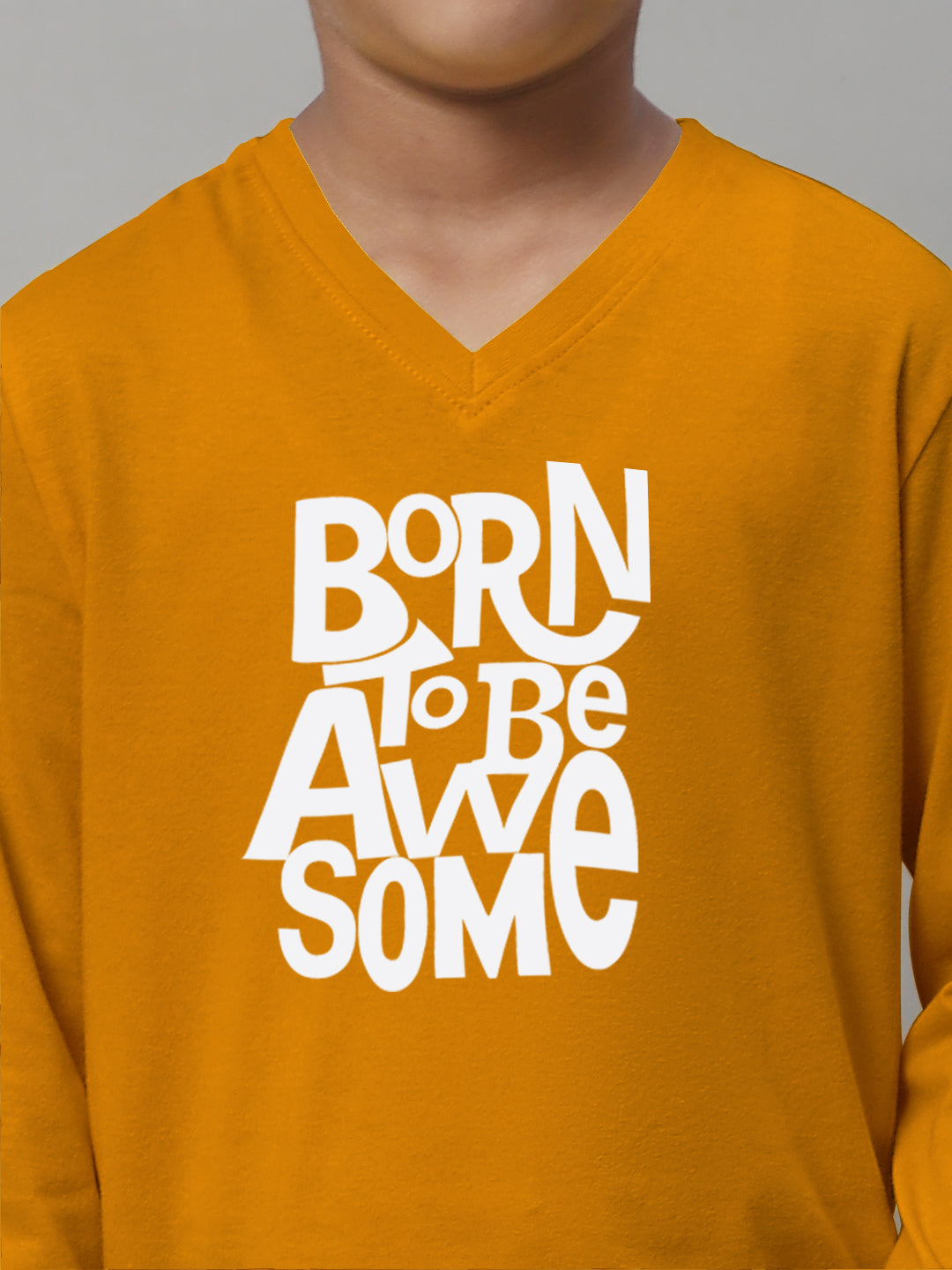 Boys Born To Be Awesome Full Sleeves Printed T-Shirt - Friskers