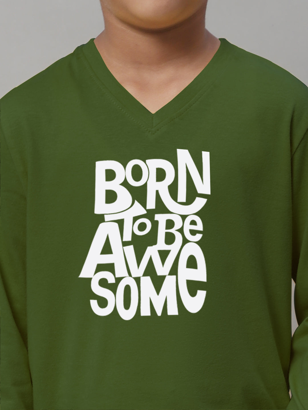 Boys Born To Be Awesome Full Sleeves Printed T-Shirt - Friskers
