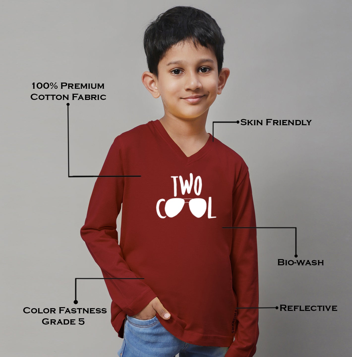 Boys Two Cool Full Sleeves Printed T-Shirt - Friskers