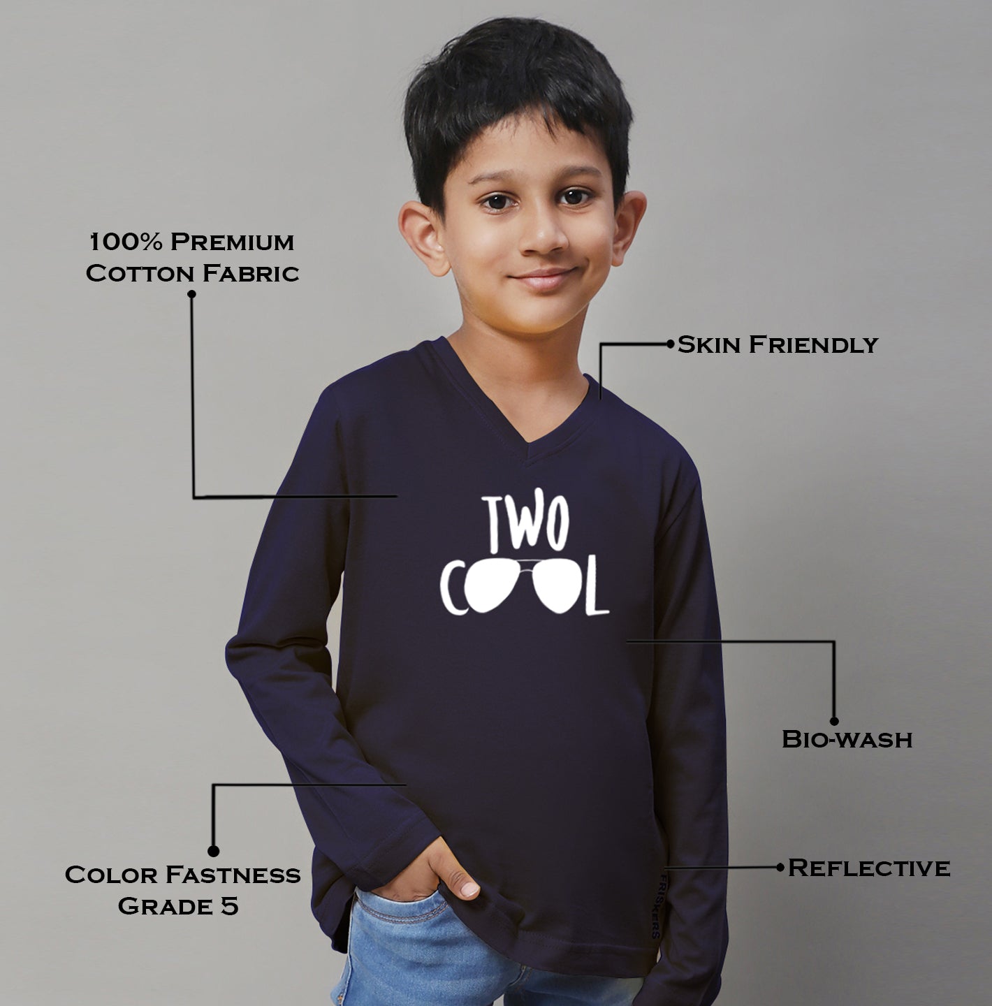 Boys Two Cool Full Sleeves Printed T-Shirt - Friskers