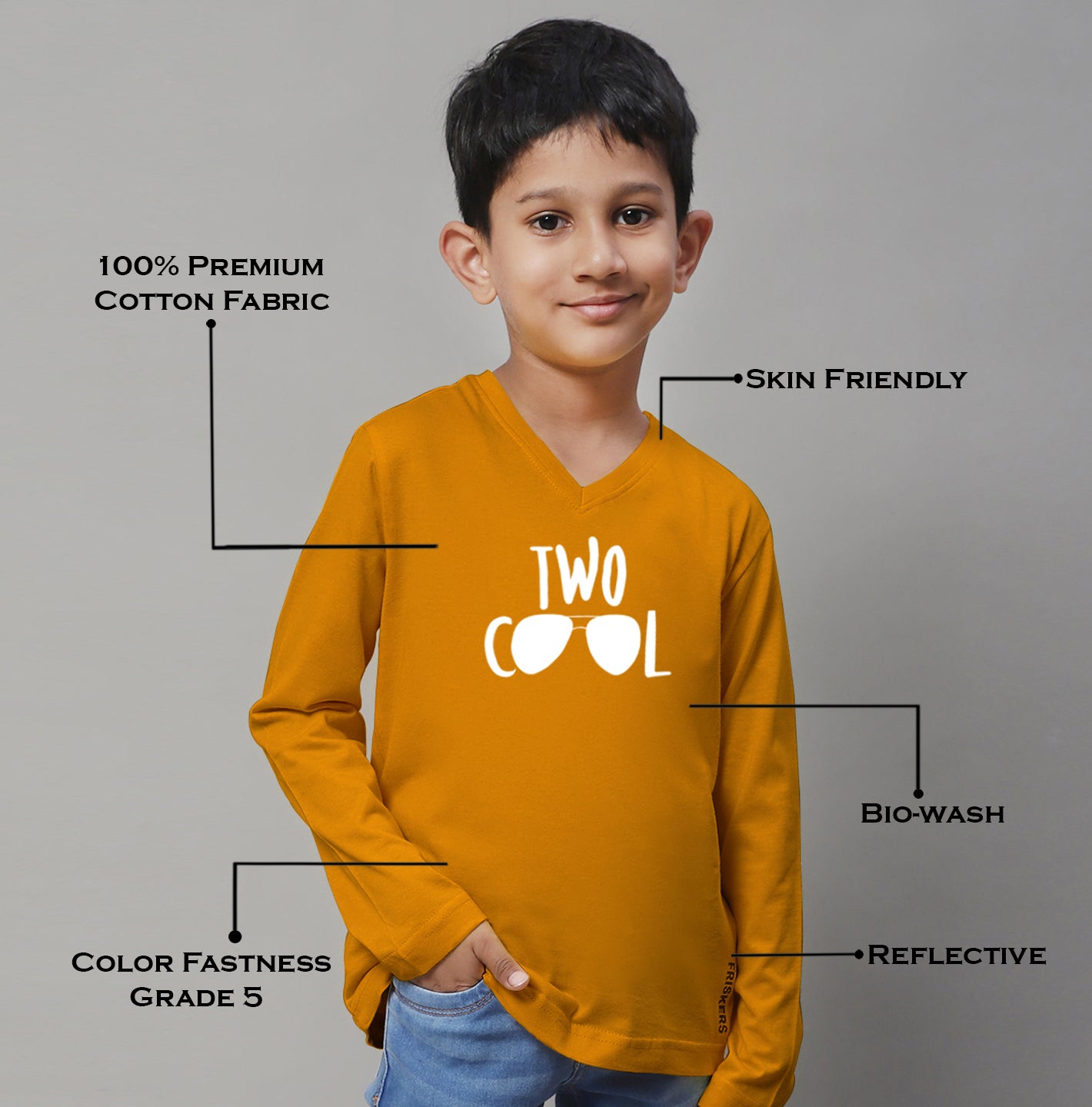 Boys Two Cool Full Sleeves Printed T-Shirt - Friskers