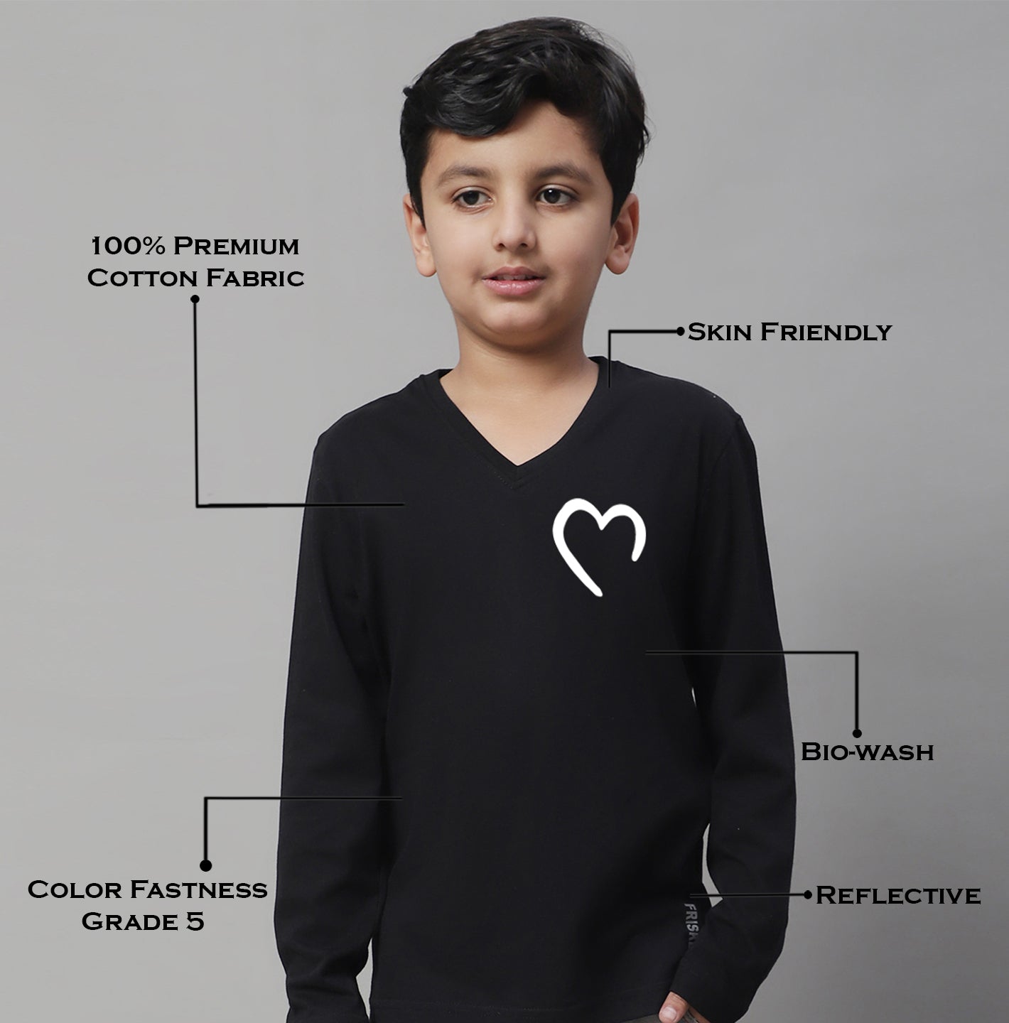 Boys Heart Full Sleeves Printed T-Shirt - Friskers