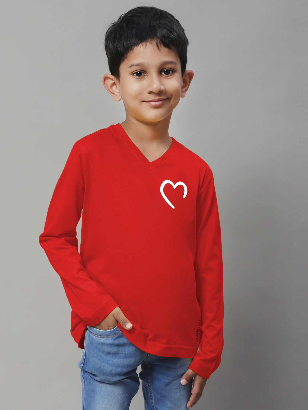 Boys Heart Full Sleeves Printed T-Shirt - Friskers
