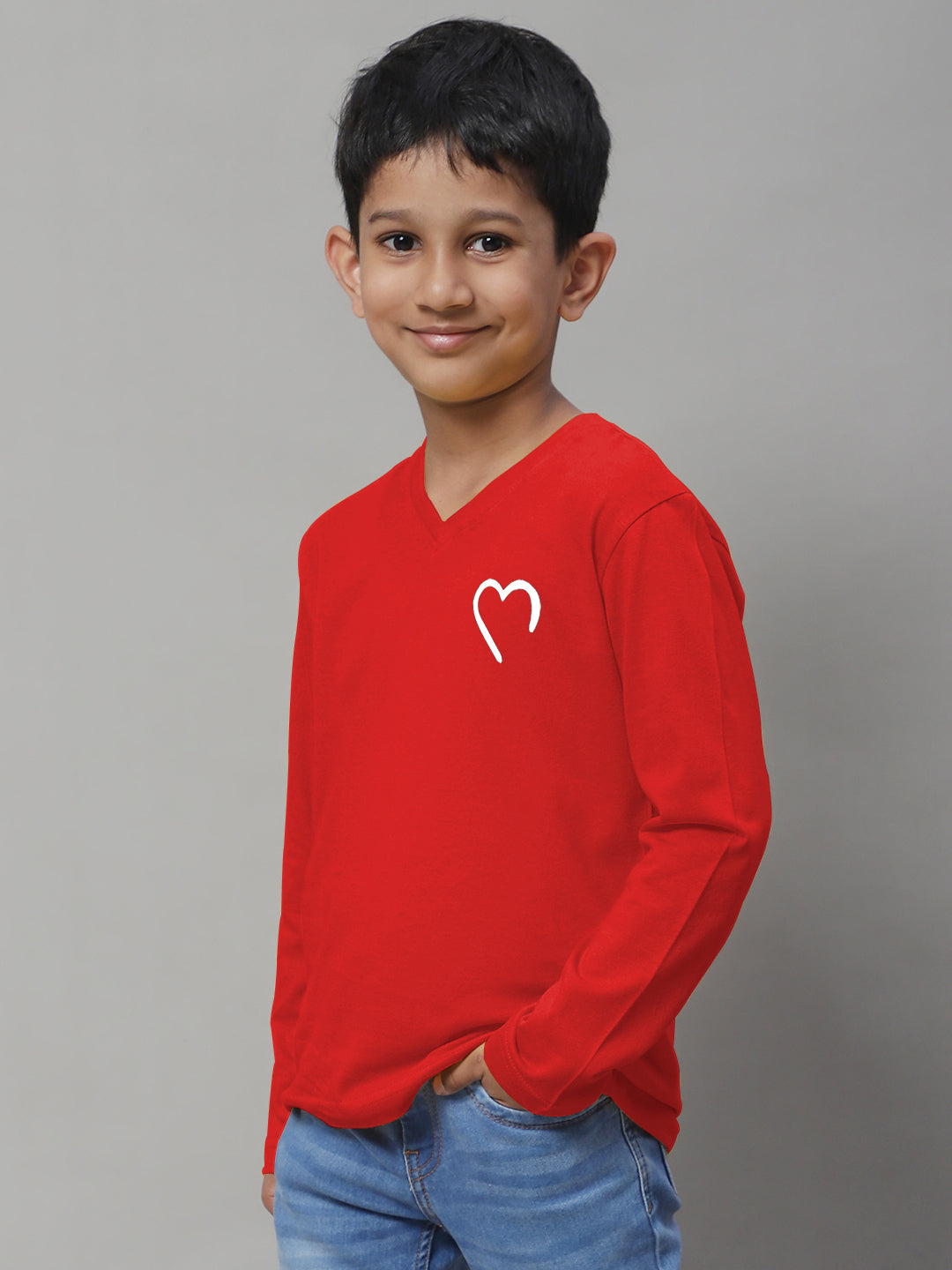 Boys Heart Full Sleeves Printed T-Shirt - Friskers