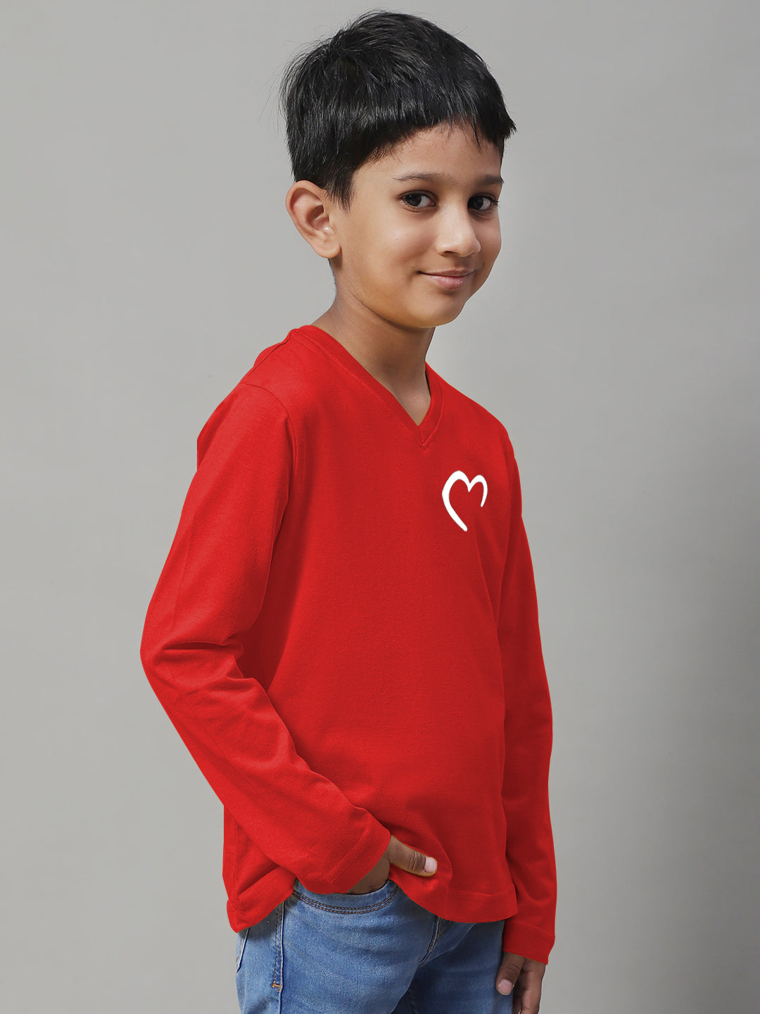 Boys Heart Full Sleeves Printed T-Shirt - Friskers