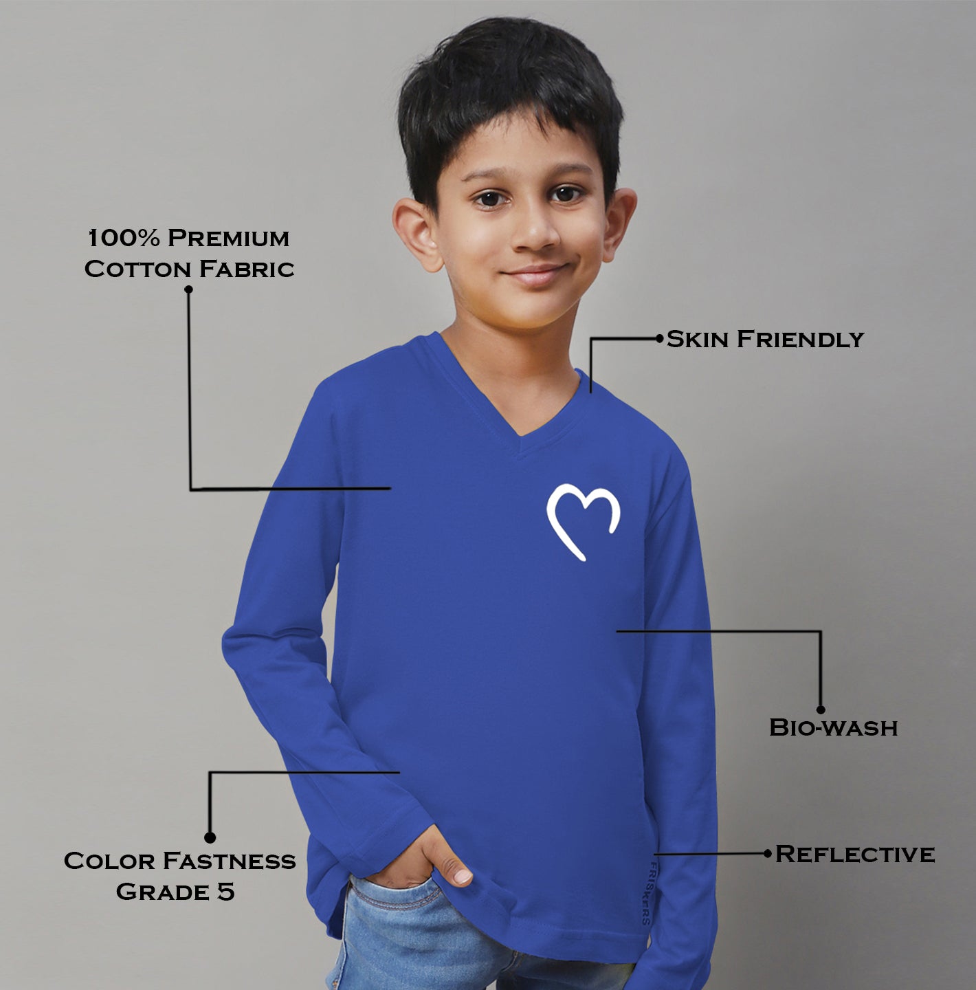 Boys Heart Full Sleeves Printed T-Shirt - Friskers