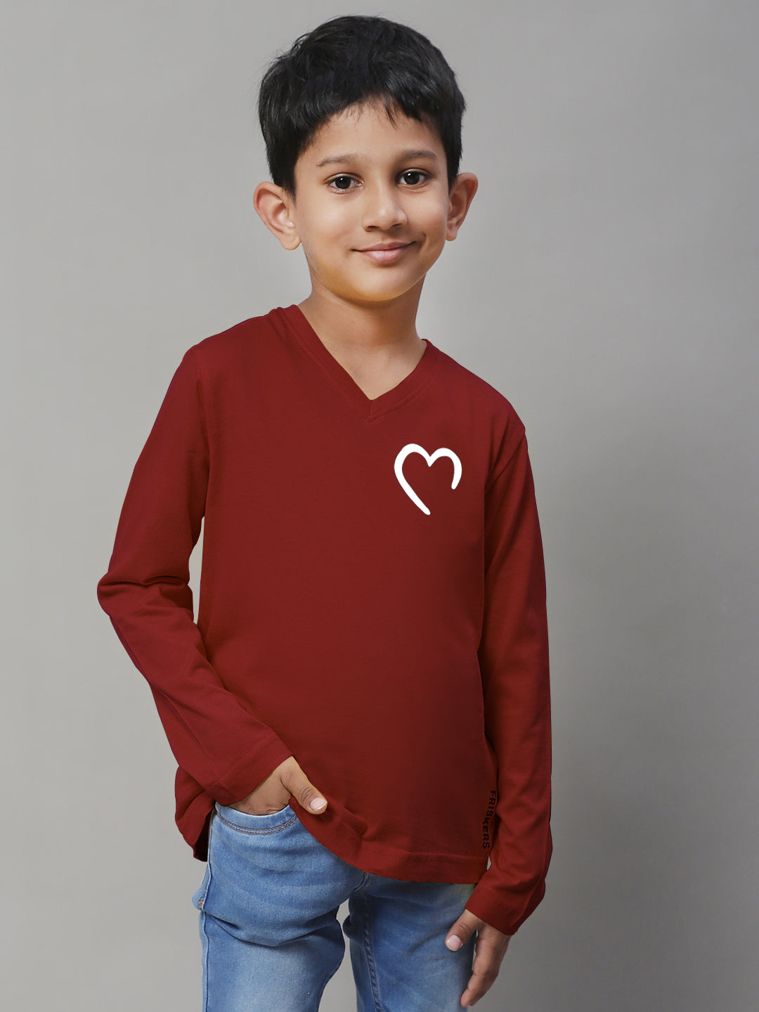Boys Heart Full Sleeves Printed T-Shirt - Friskers