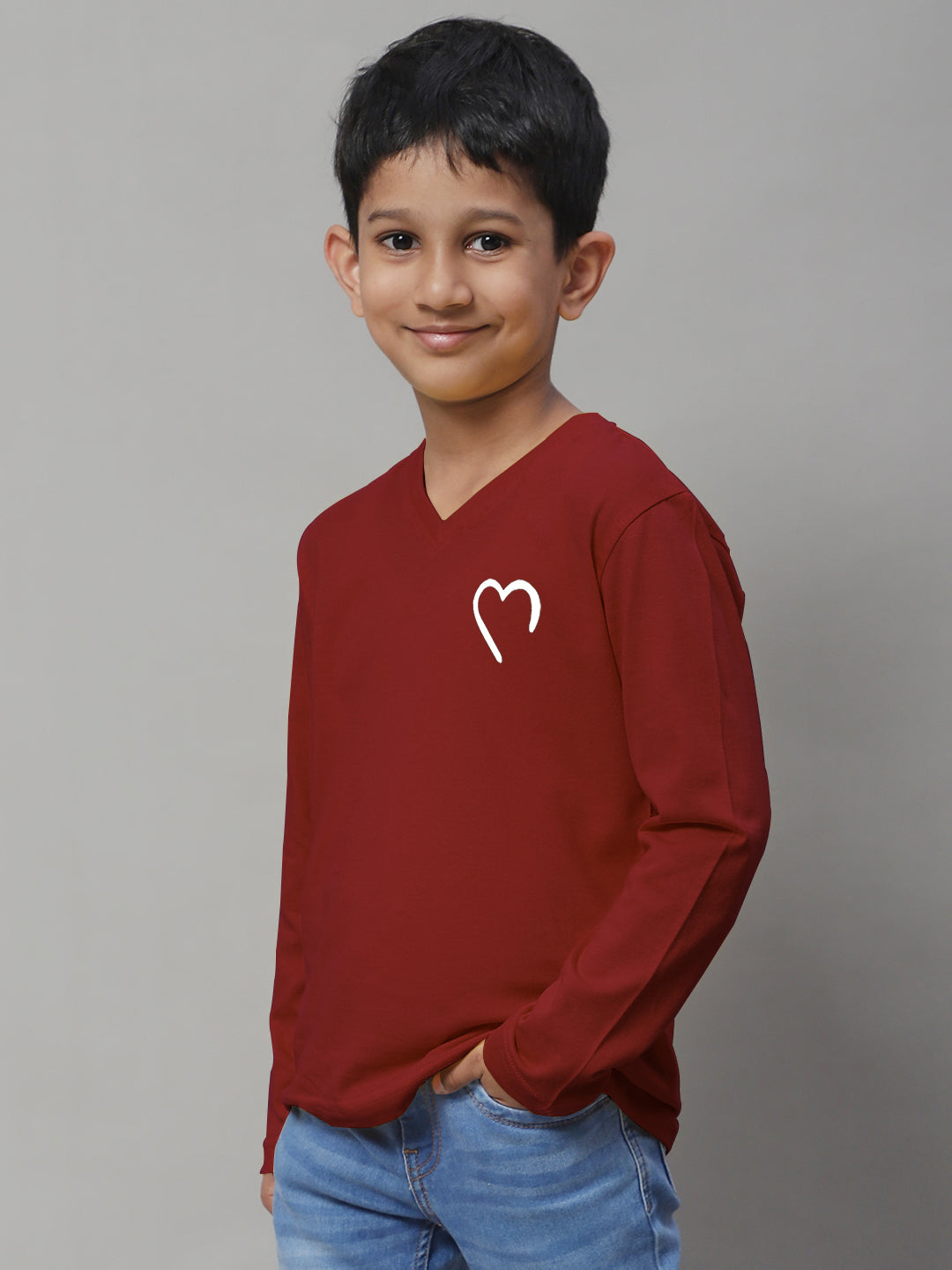 Boys Heart Full Sleeves Printed T-Shirt - Friskers
