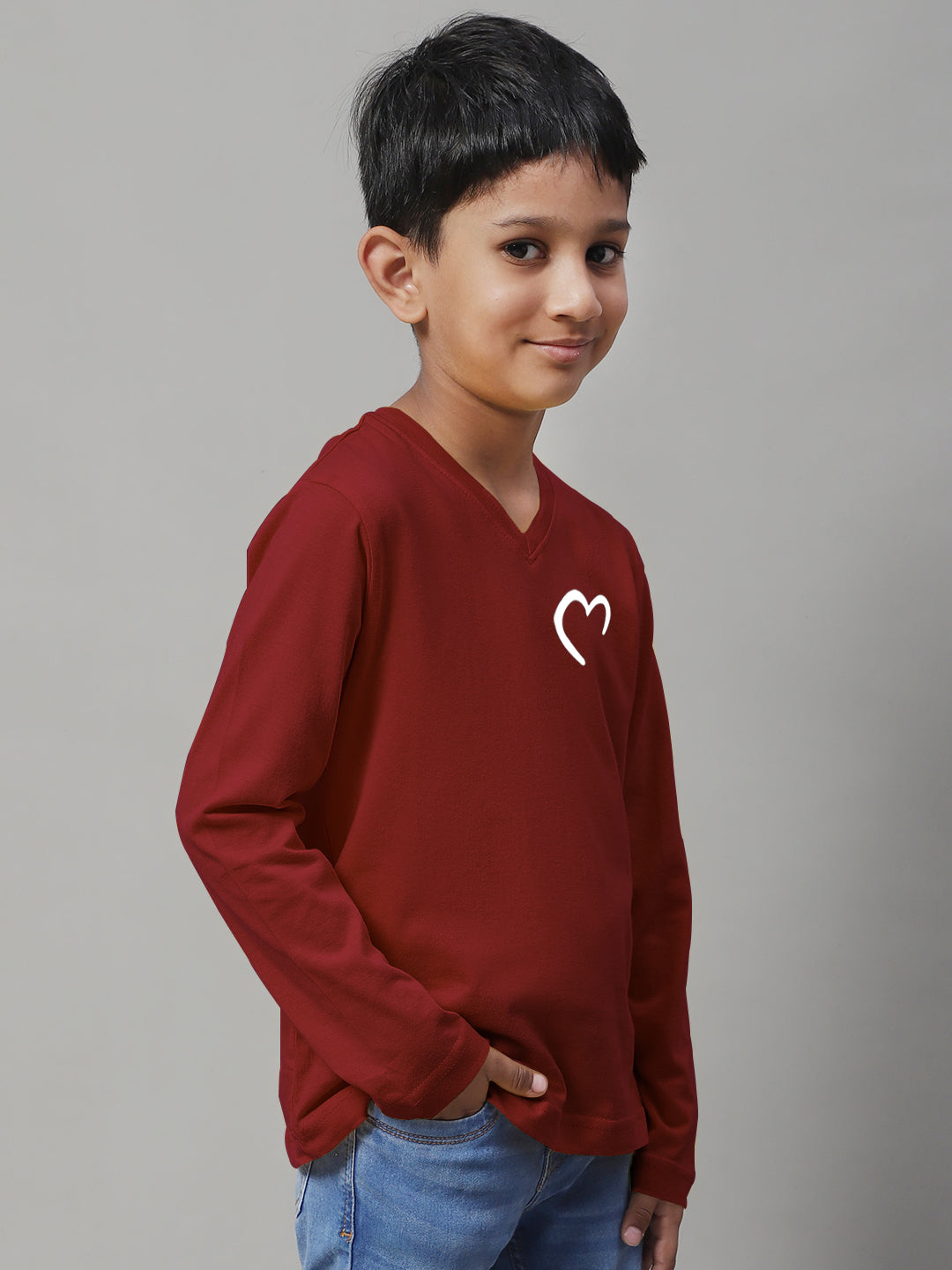 Boys Heart Full Sleeves Printed T-Shirt - Friskers