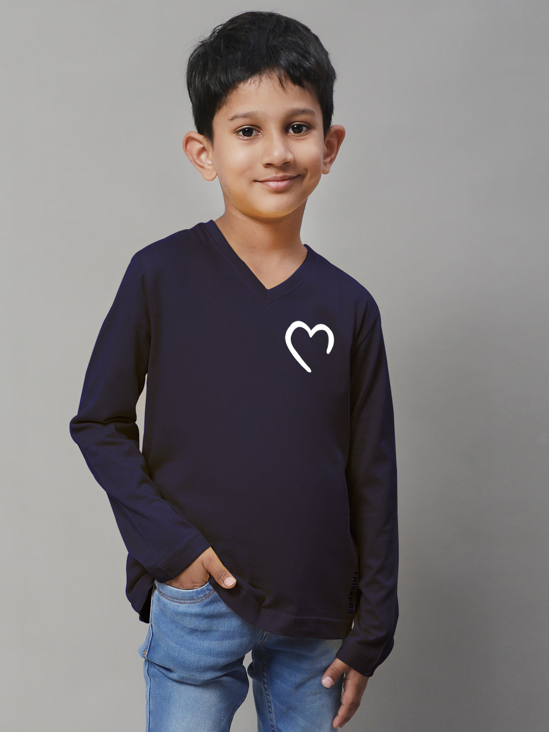 Boys Heart Full Sleeves Printed T-Shirt - Friskers