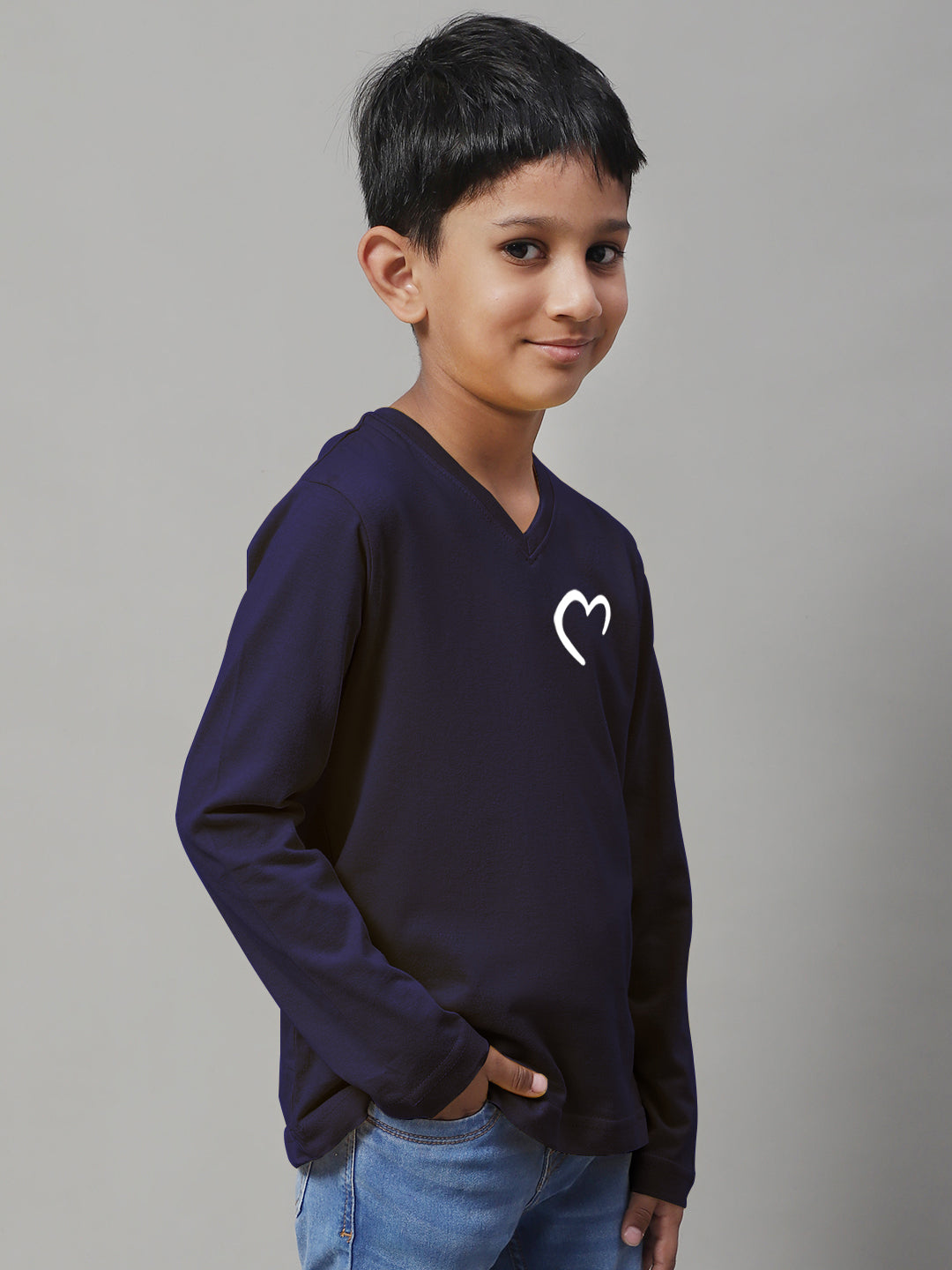 Boys Heart Full Sleeves Printed T-Shirt - Friskers
