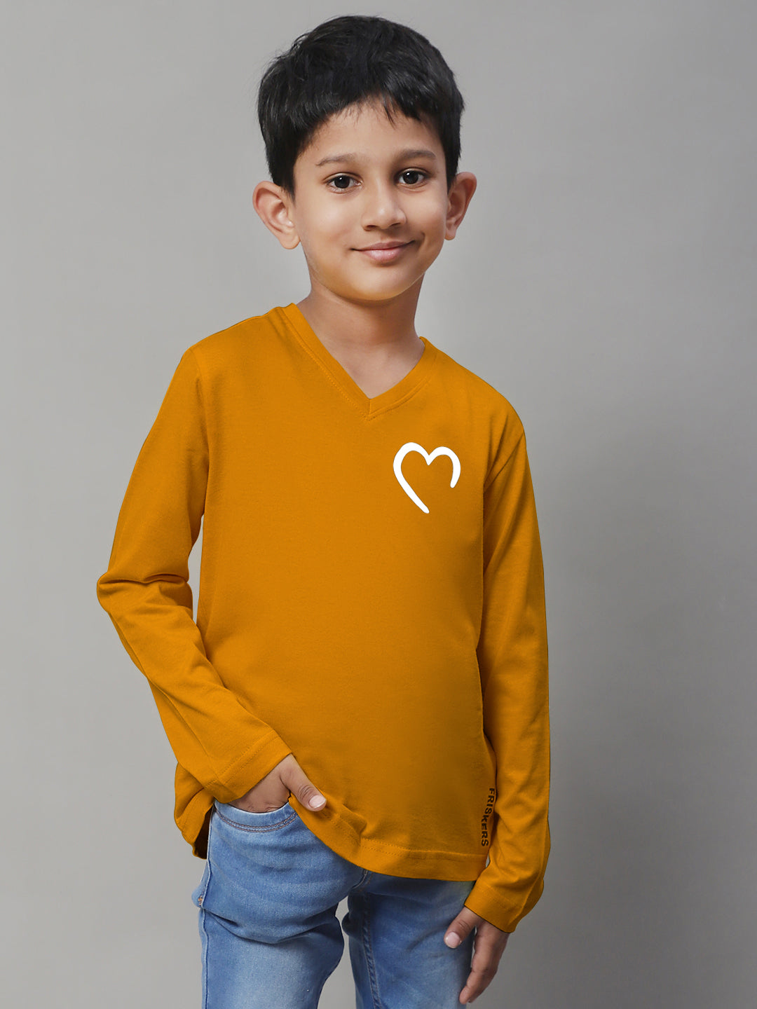 Boys Heart Full Sleeves Printed T-Shirt - Friskers