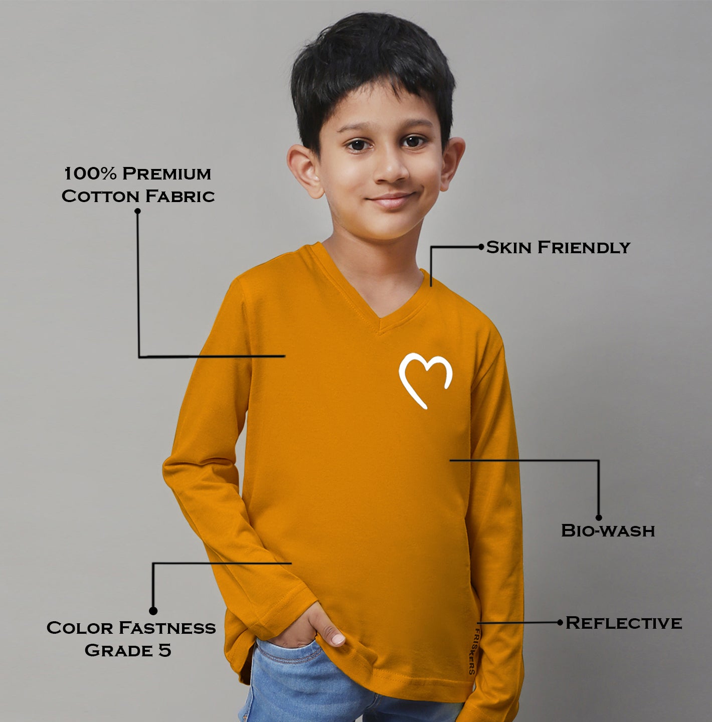 Boys Heart Full Sleeves Printed T-Shirt - Friskers