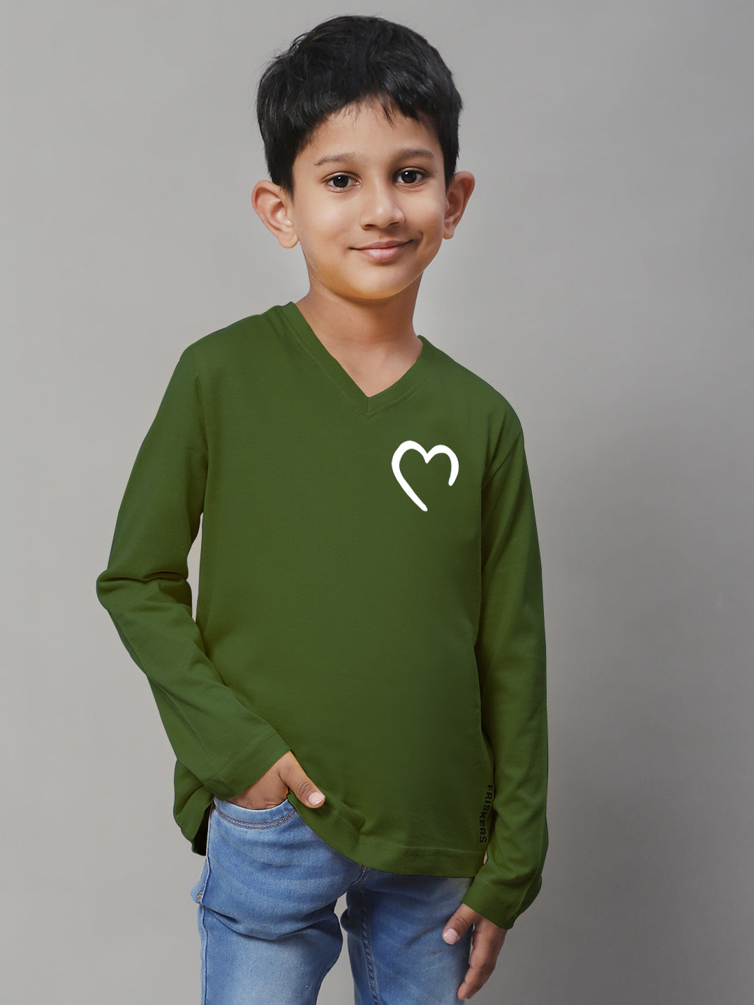 Boys Heart Full Sleeves Printed T-Shirt - Friskers