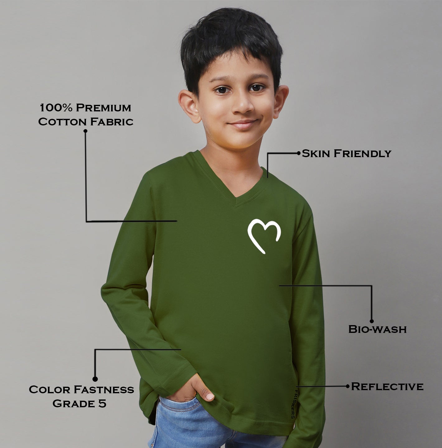 Boys Heart Full Sleeves Printed T-Shirt - Friskers