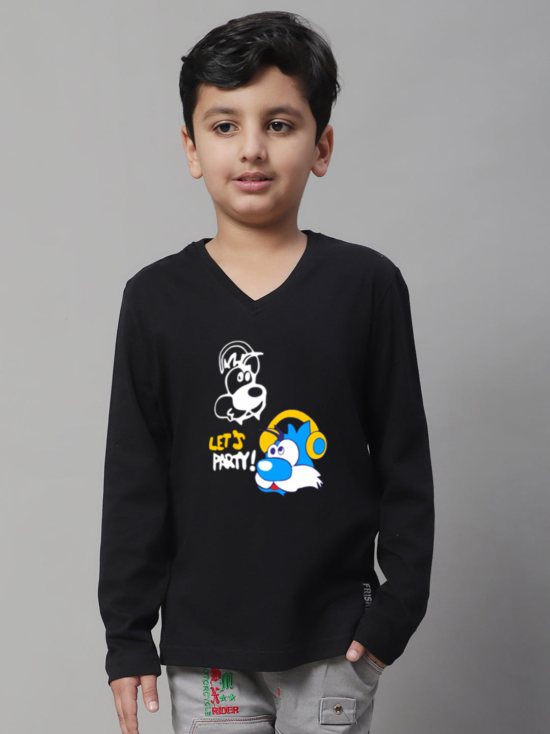 Boys Lets Party Full Sleeves Printed T-Shirt - Friskers