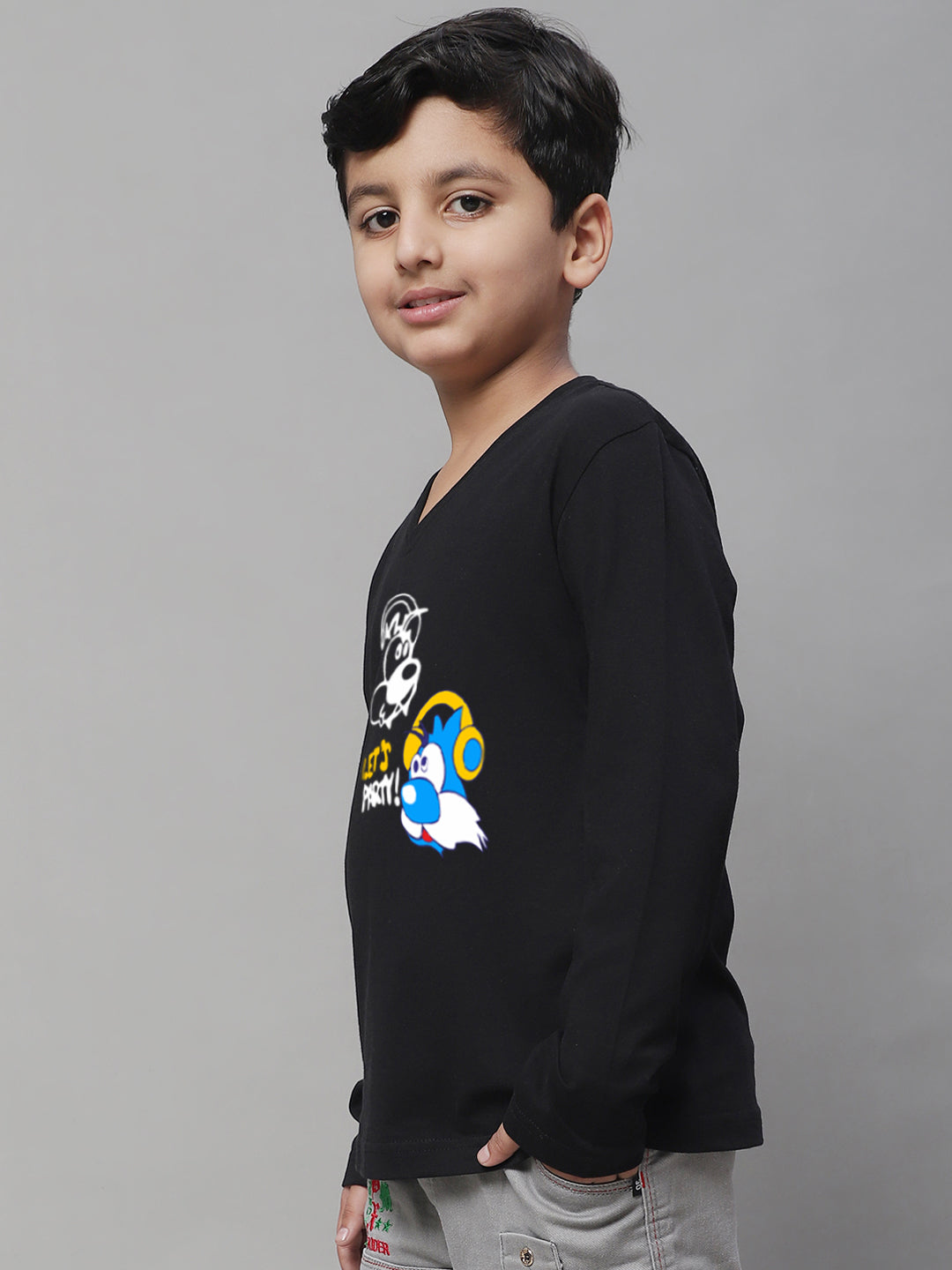 Boys Lets Party Full Sleeves Printed T-Shirt - Friskers