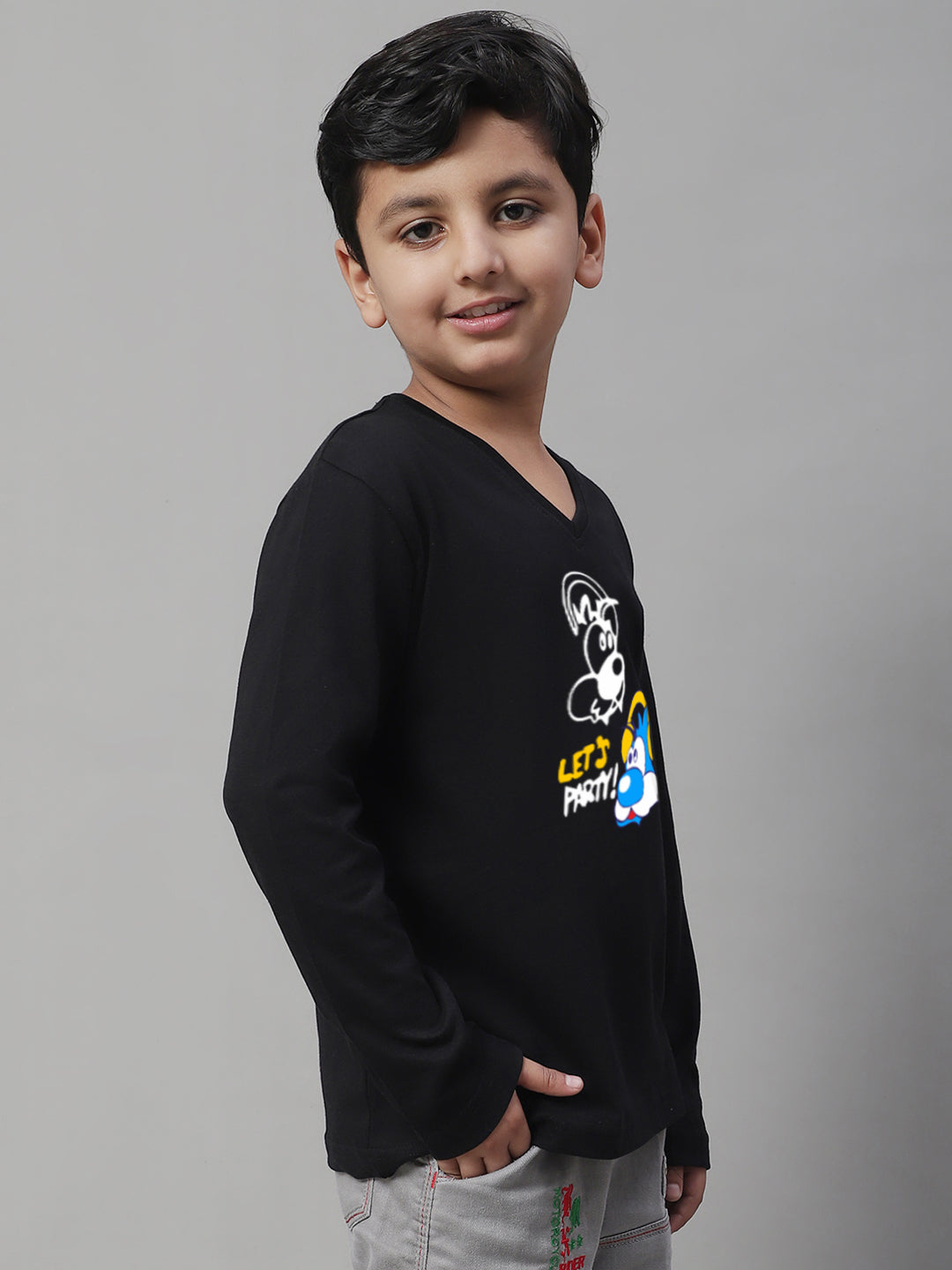Boys Lets Party Full Sleeves Printed T-Shirt - Friskers