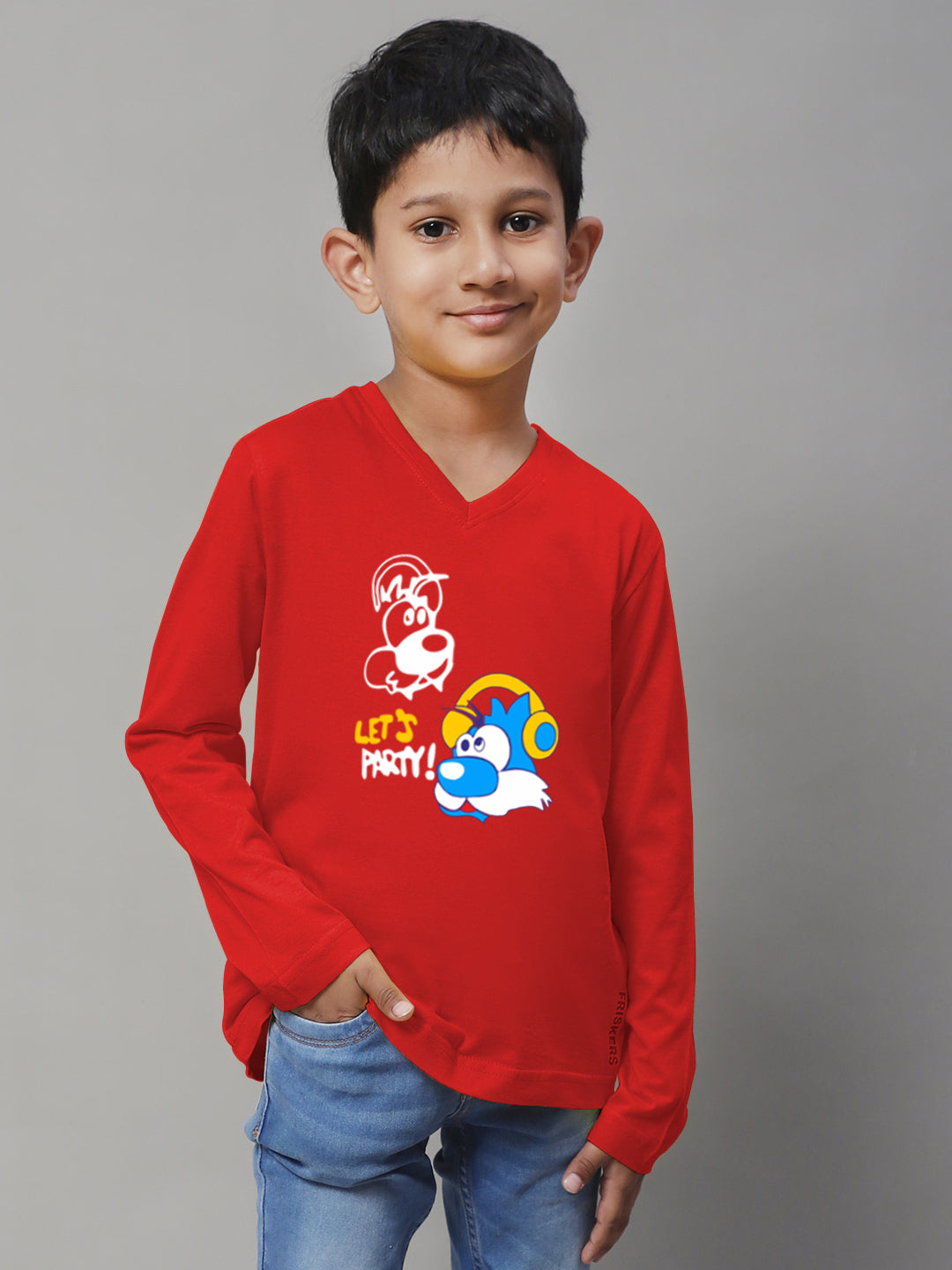 Boys Lets Party Full Sleeves Printed T-Shirt - Friskers