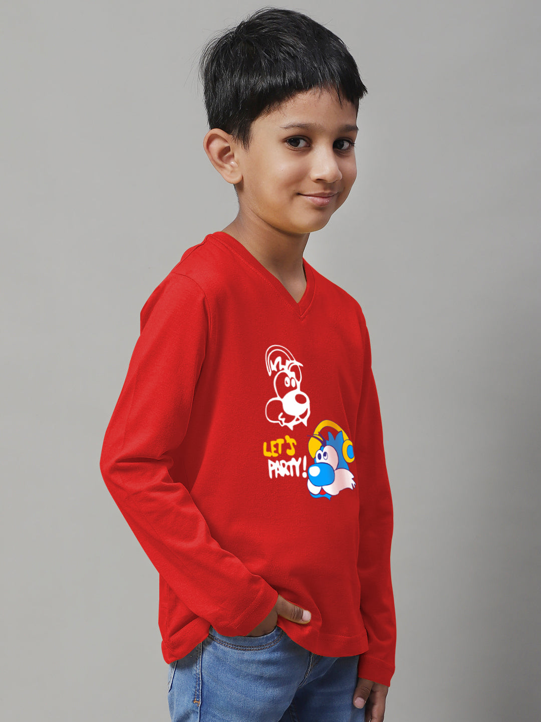 Boys Lets Party Full Sleeves Printed T-Shirt - Friskers