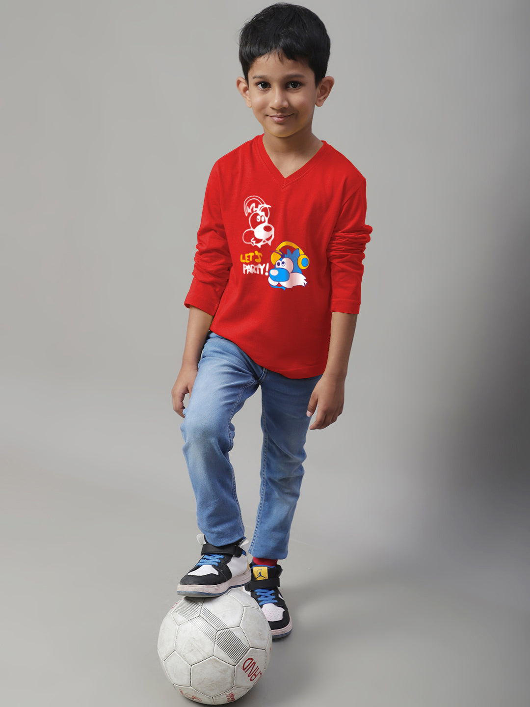 Boys Lets Party Full Sleeves Printed T-Shirt - Friskers
