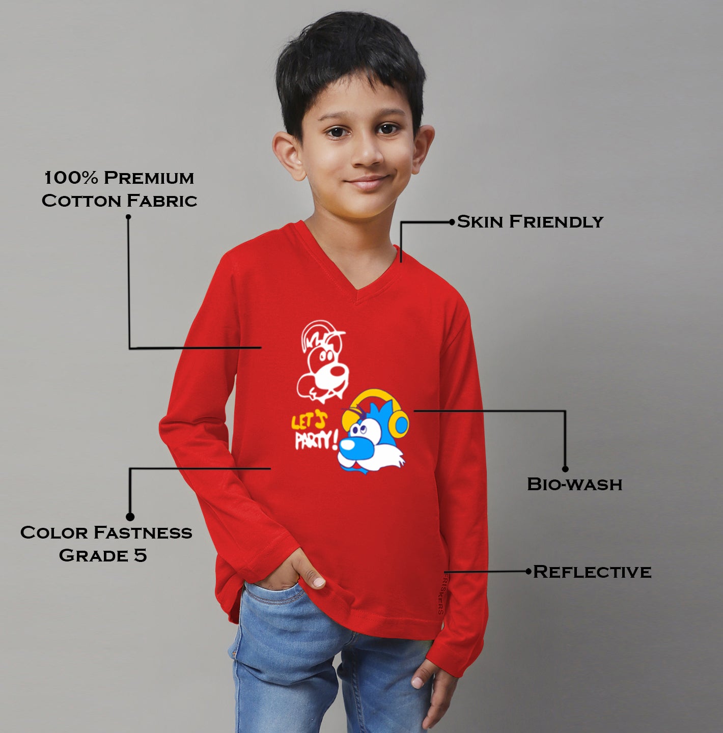 Boys Lets Party Full Sleeves Printed T-Shirt - Friskers