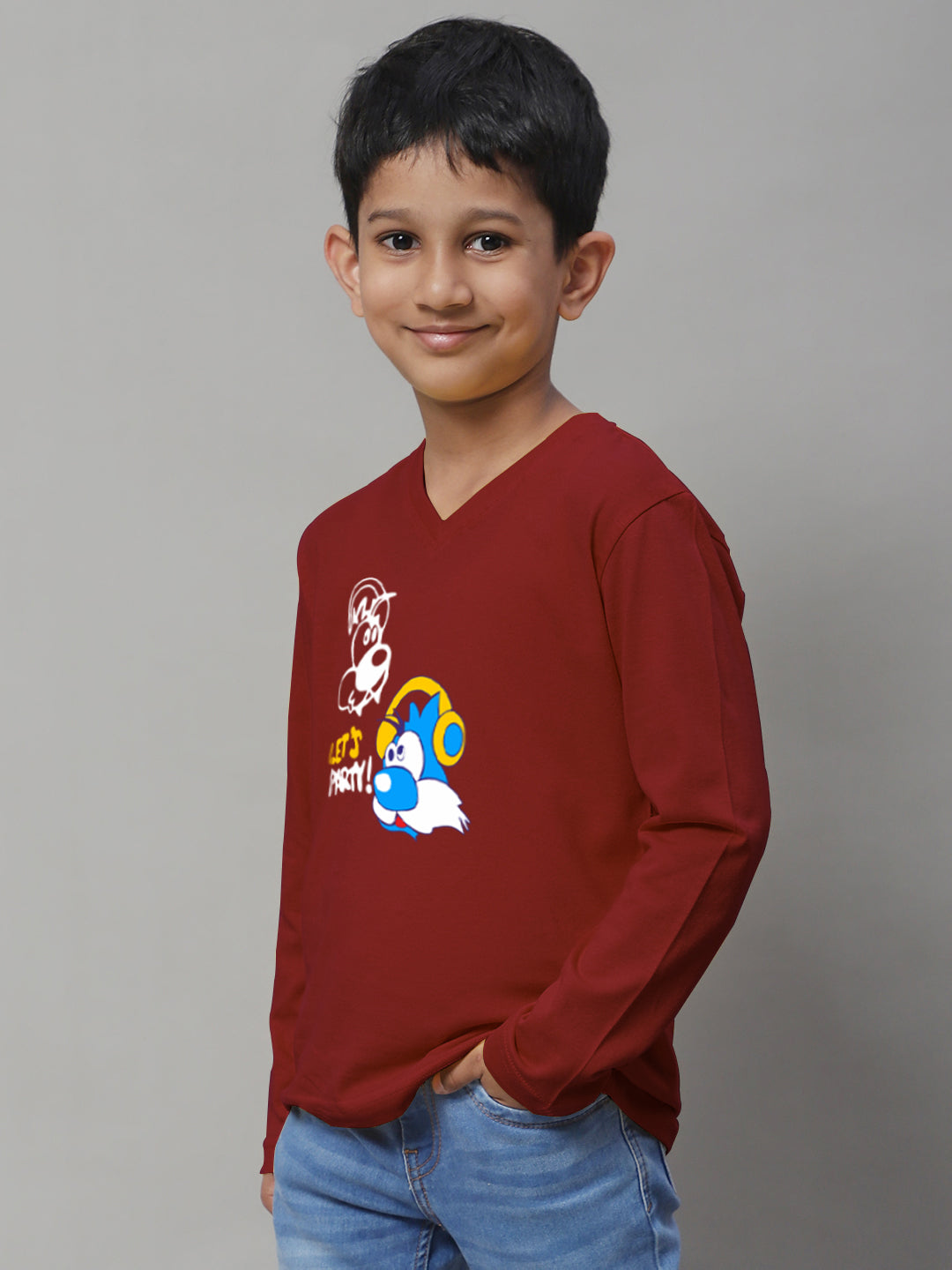 Boys Lets Party Full Sleeves Printed T-Shirt - Friskers