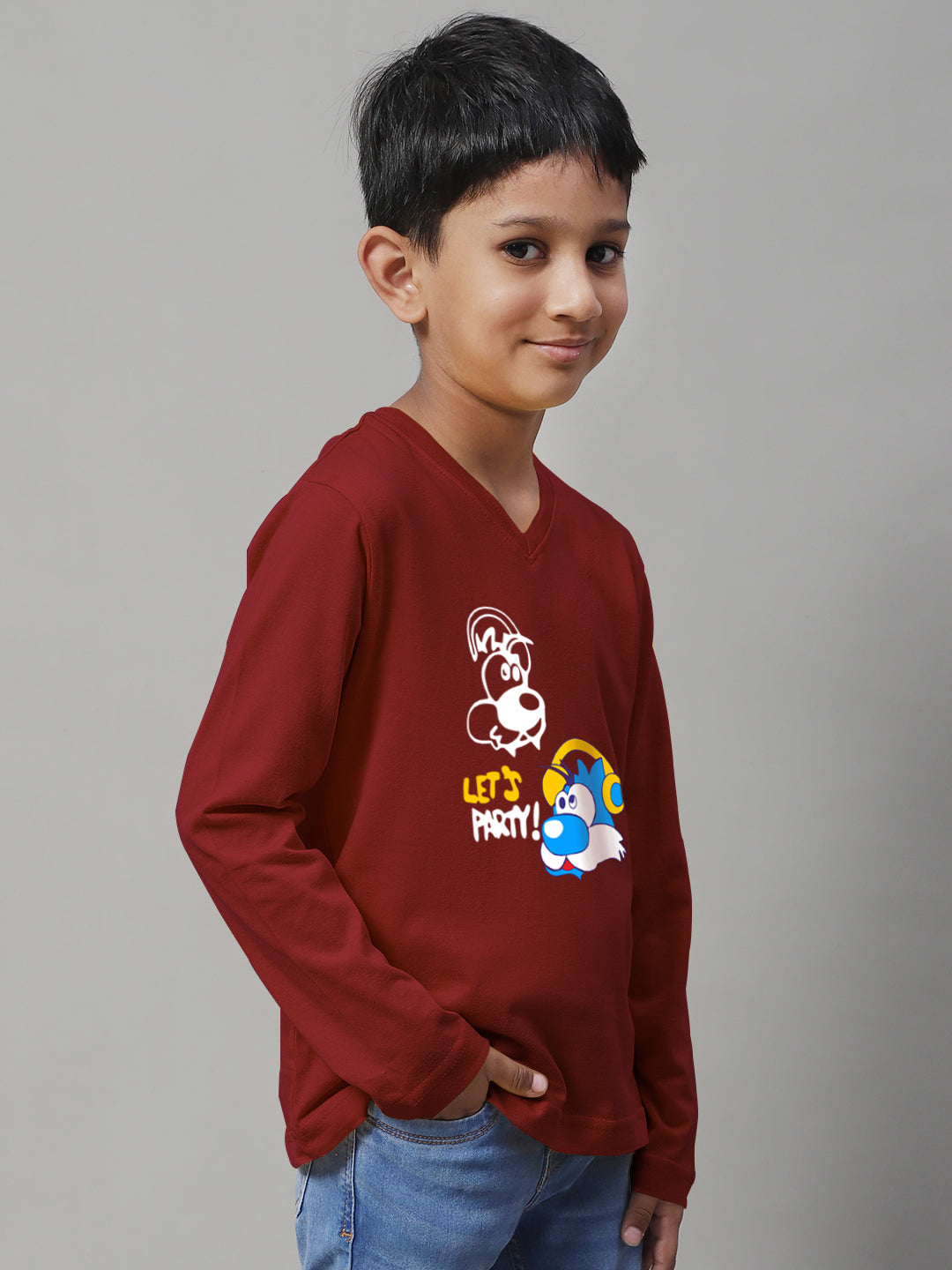 Boys Lets Party Full Sleeves Printed T-Shirt - Friskers