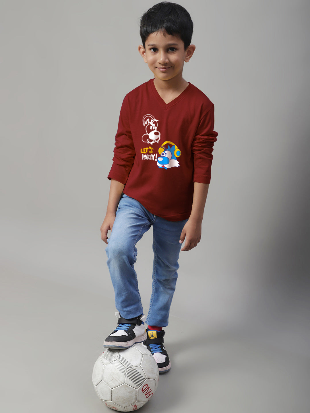 Boys Lets Party Full Sleeves Printed T-Shirt - Friskers