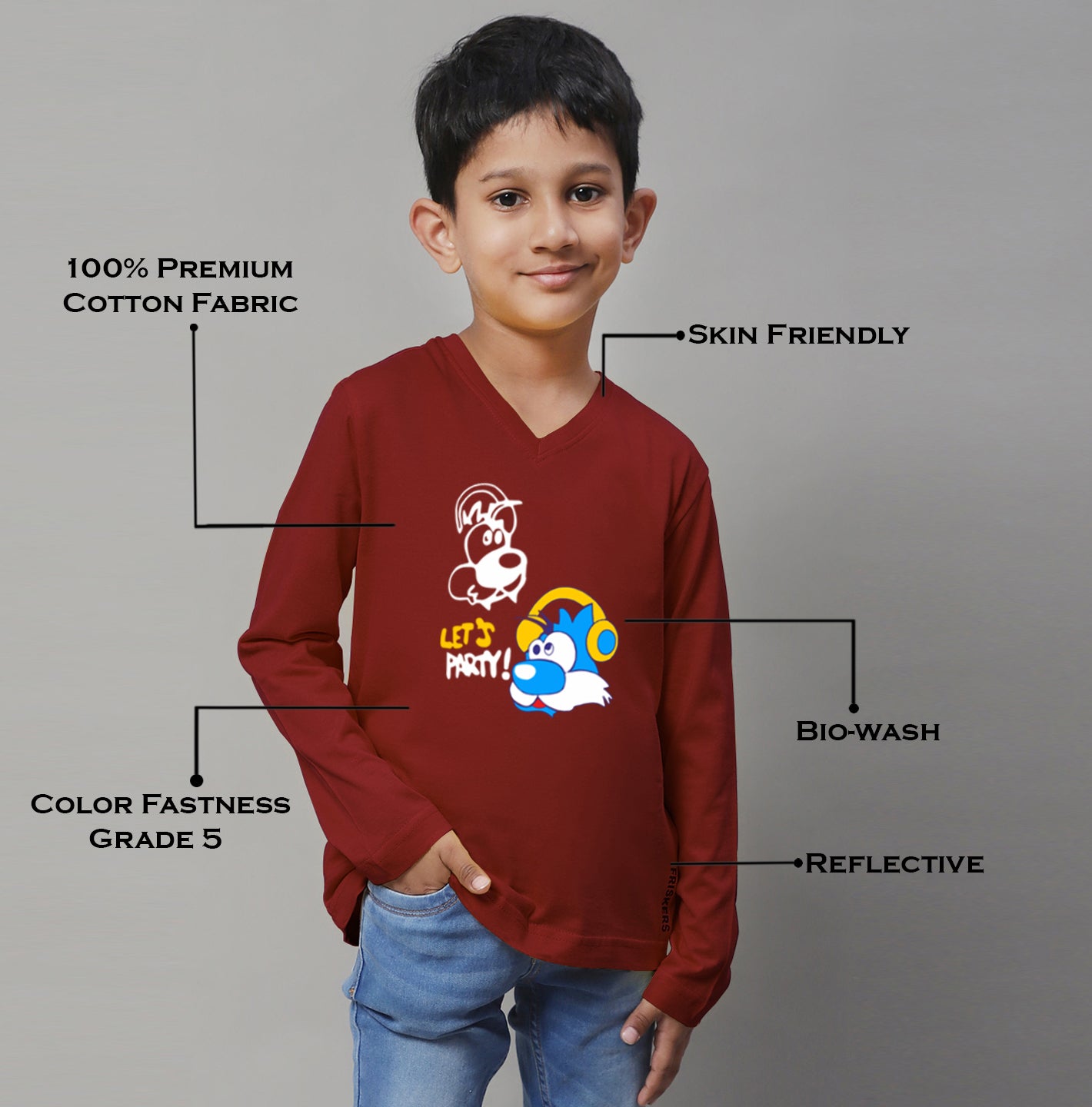 Boys Lets Party Full Sleeves Printed T-Shirt - Friskers