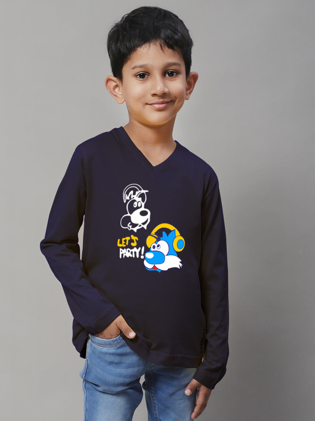 Boys Lets Party Full Sleeves Printed T-Shirt - Friskers