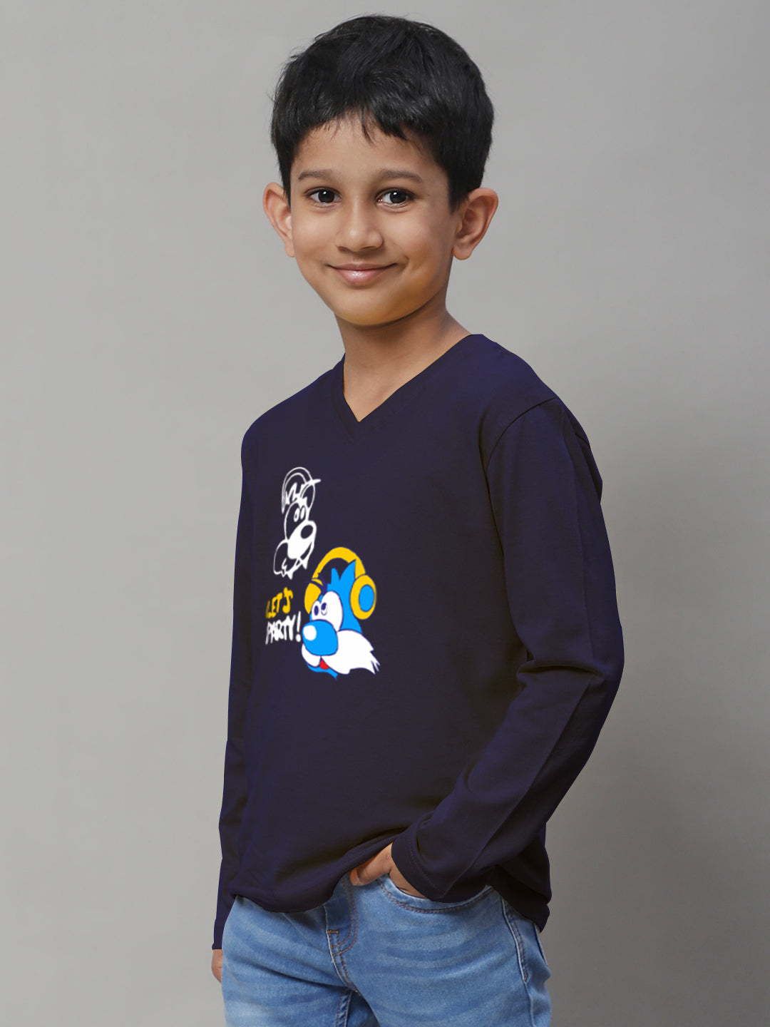 Boys Lets Party Full Sleeves Printed T-Shirt - Friskers