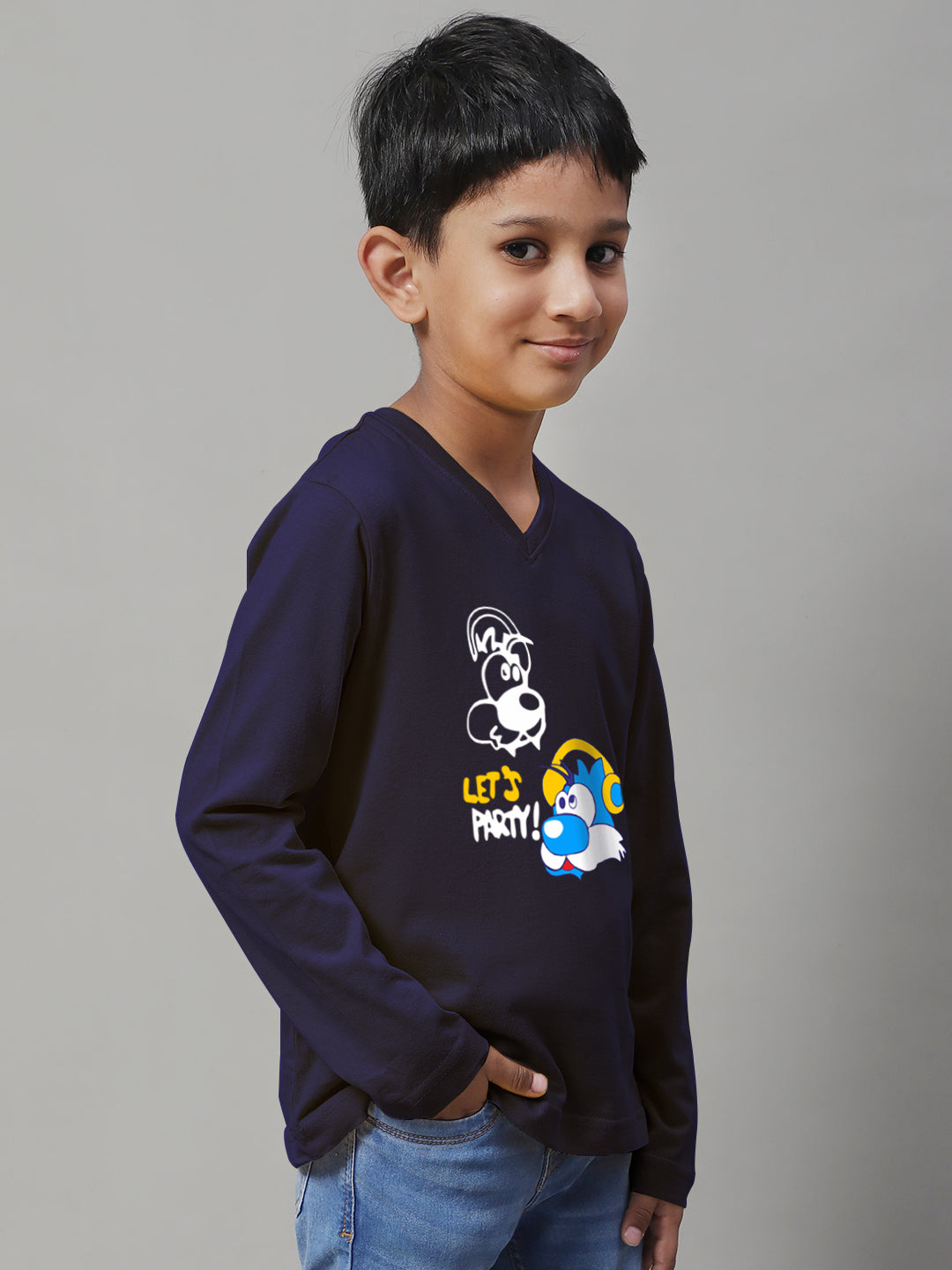 Boys Lets Party Full Sleeves Printed T-Shirt - Friskers