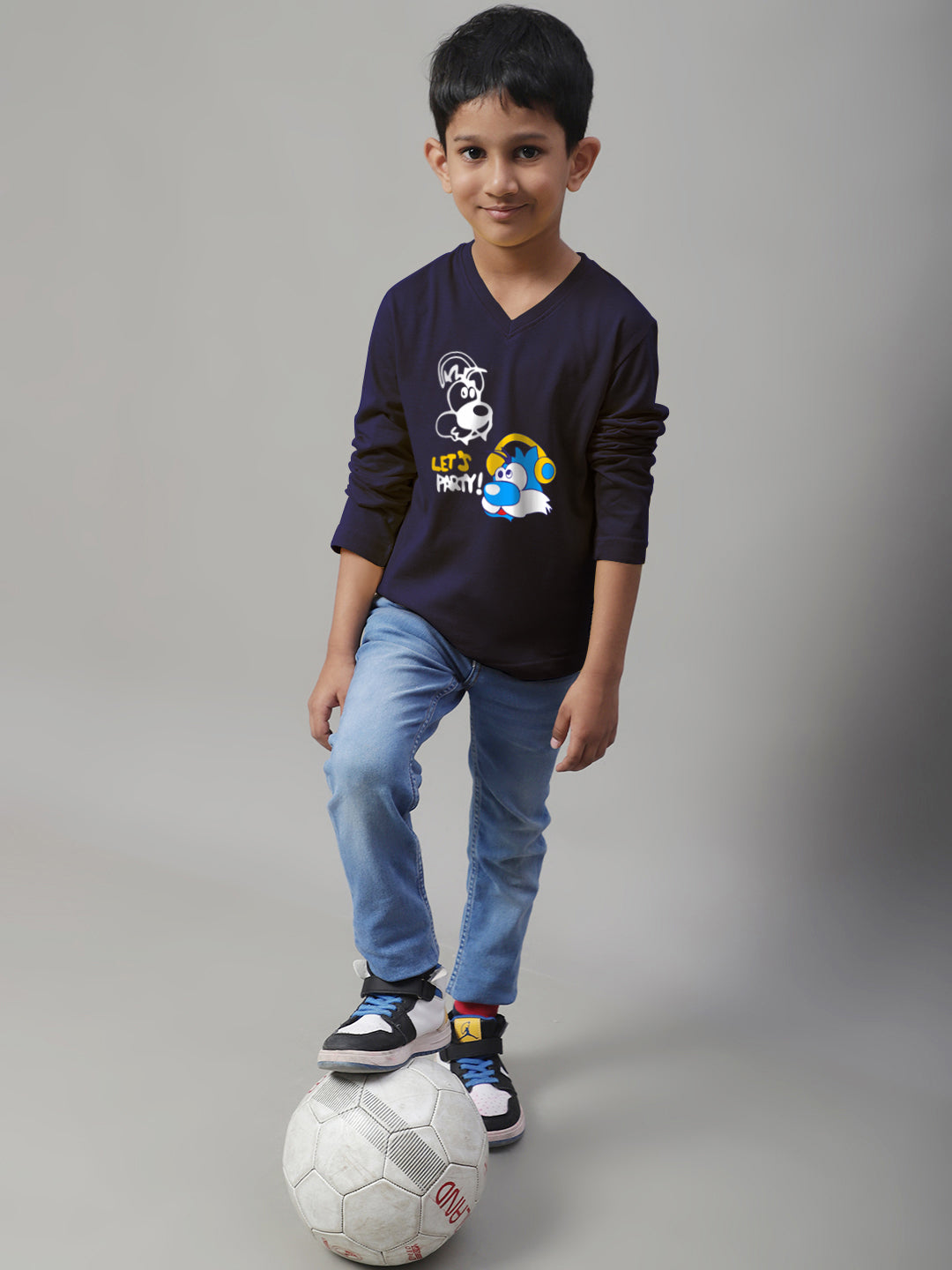 Boys Lets Party Full Sleeves Printed T-Shirt - Friskers