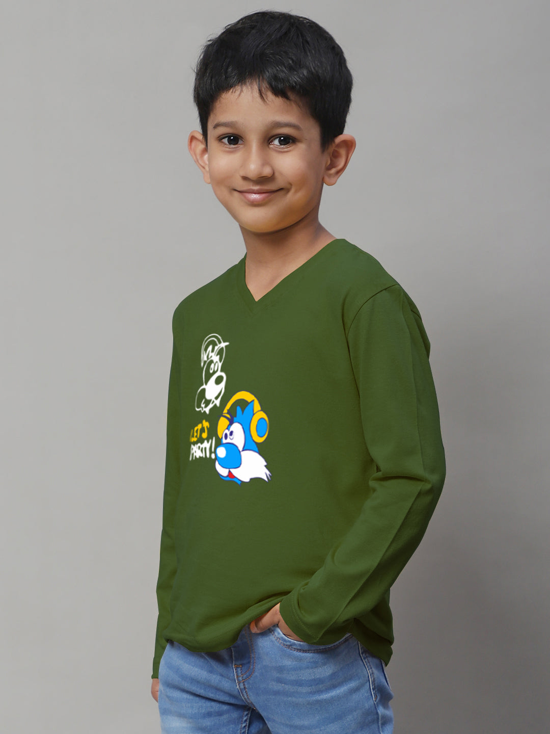 Boys Lets Party Full Sleeves Printed T-Shirt - Friskers